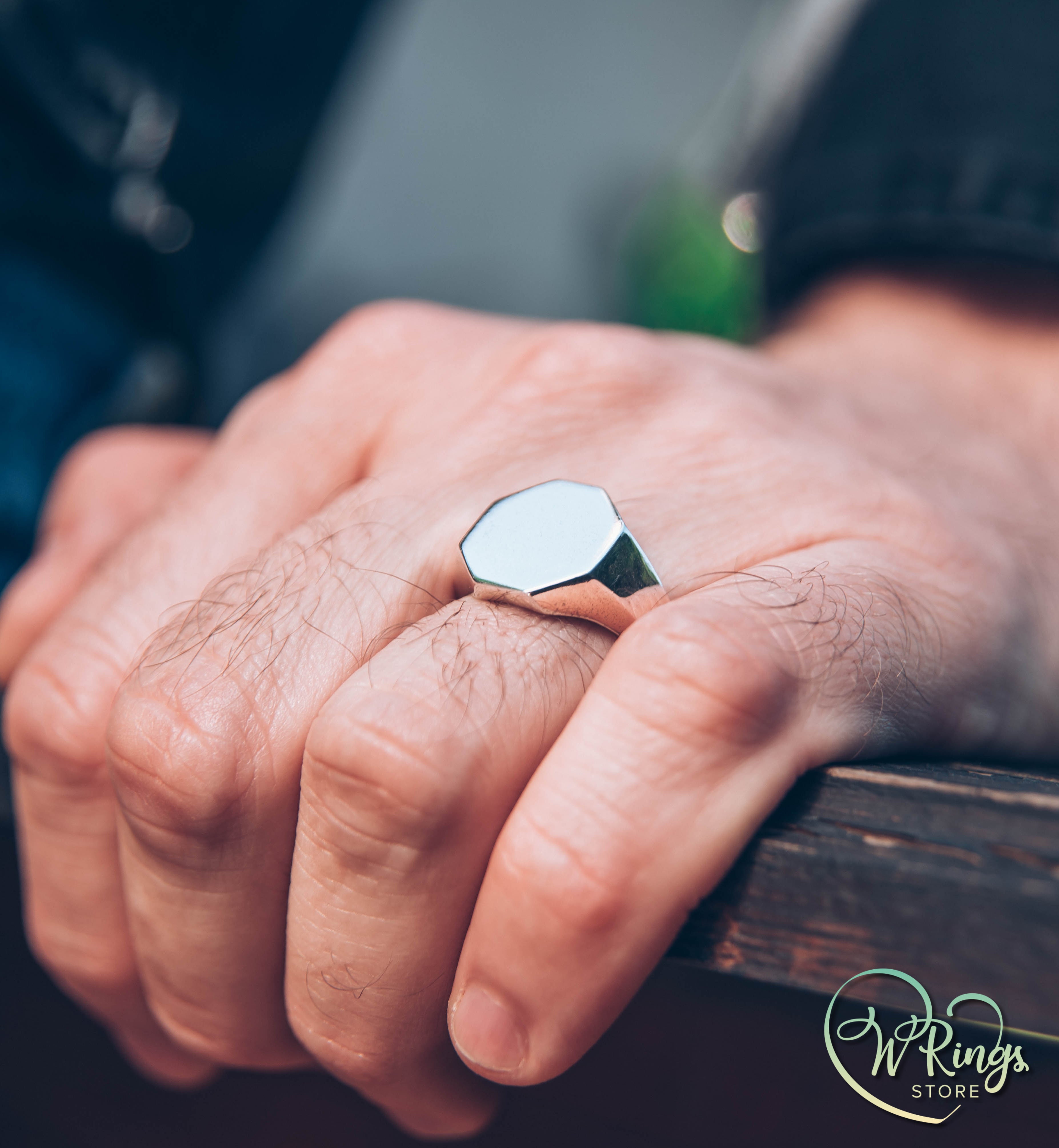 Giant Size Blank Octagon Signet Ring in Sterling Silver