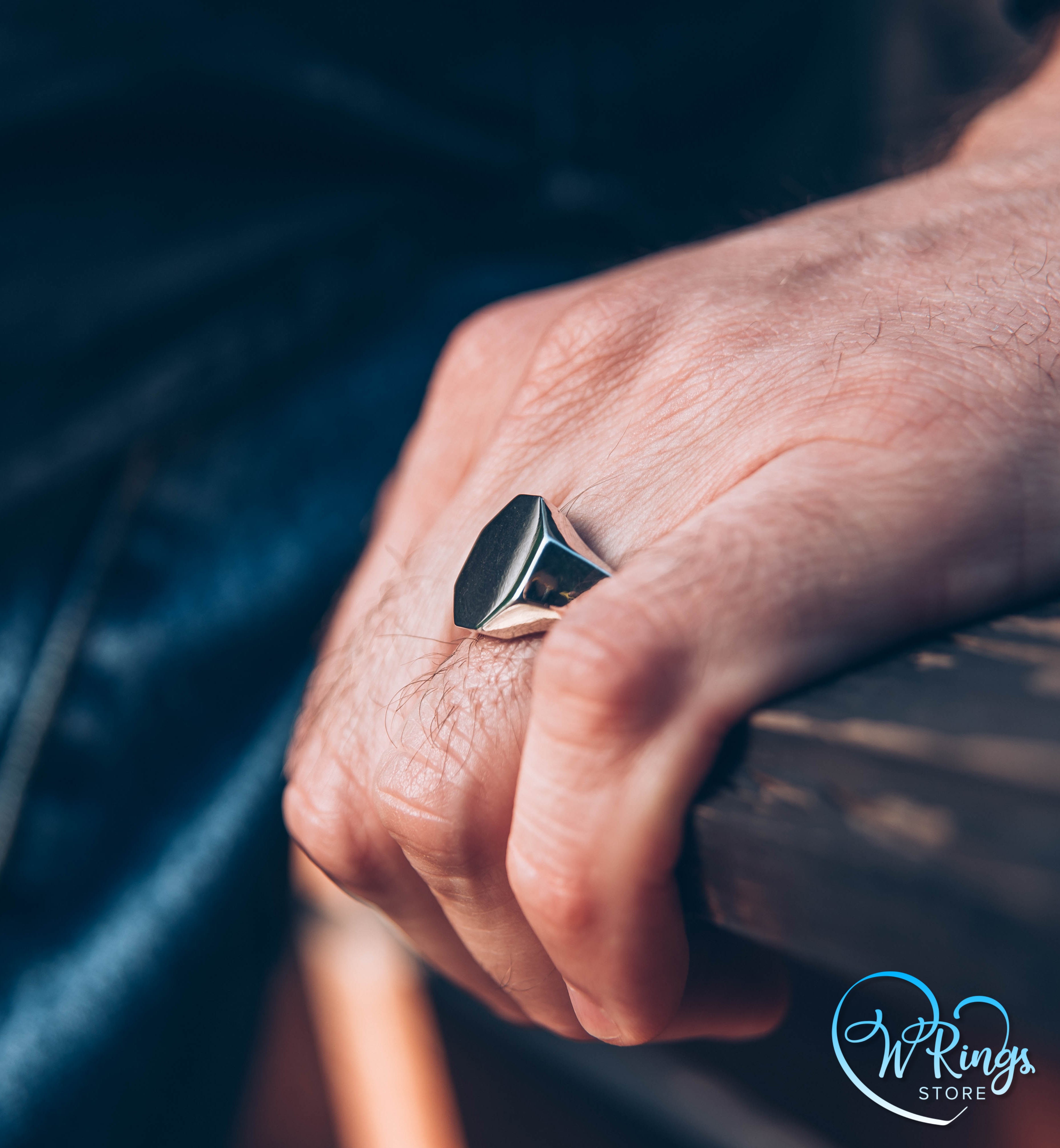 Giant Size Blank Octagon Signet Ring in Sterling Silver