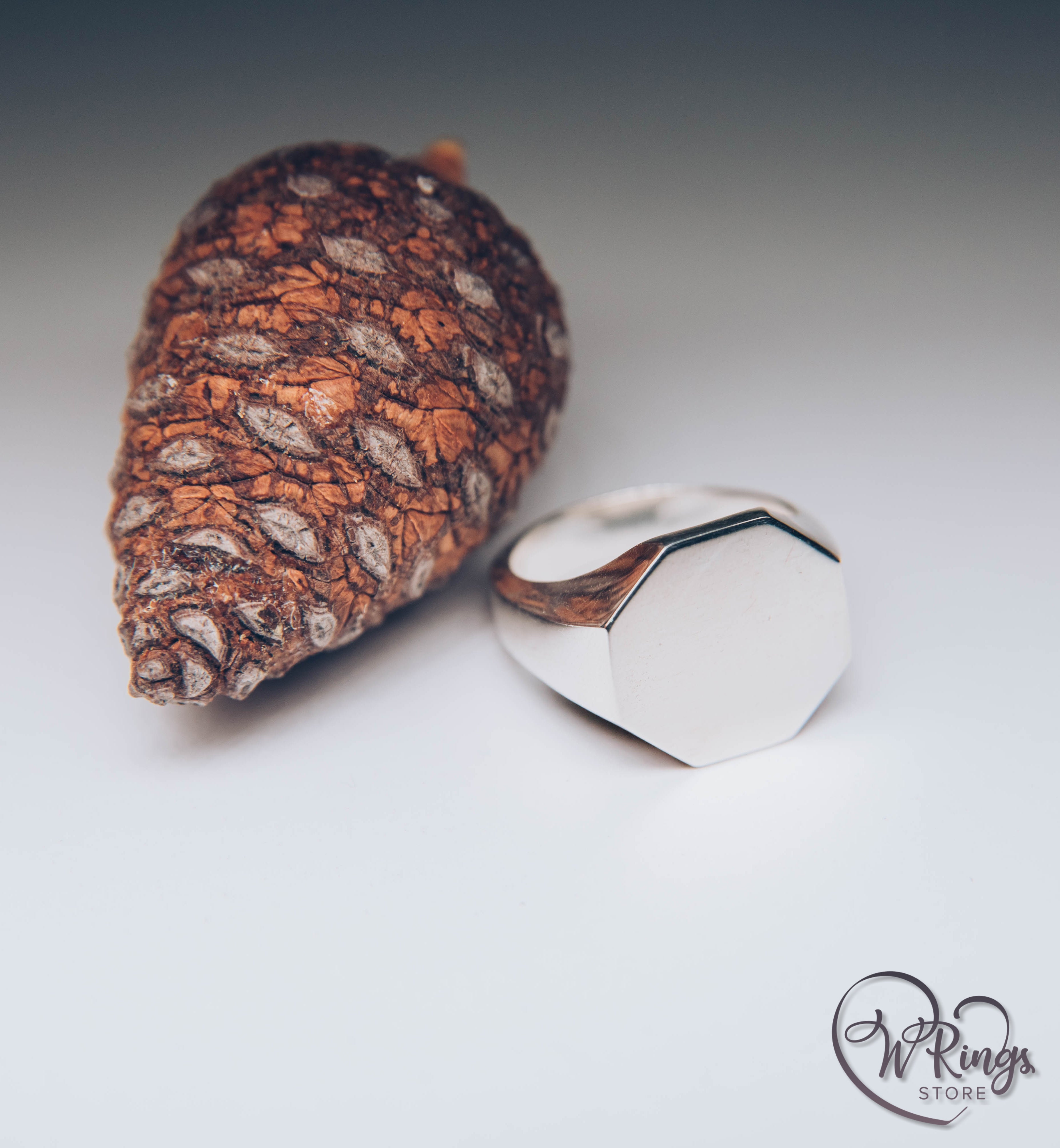 Giant Size Blank Octagon Signet Ring in Sterling Silver