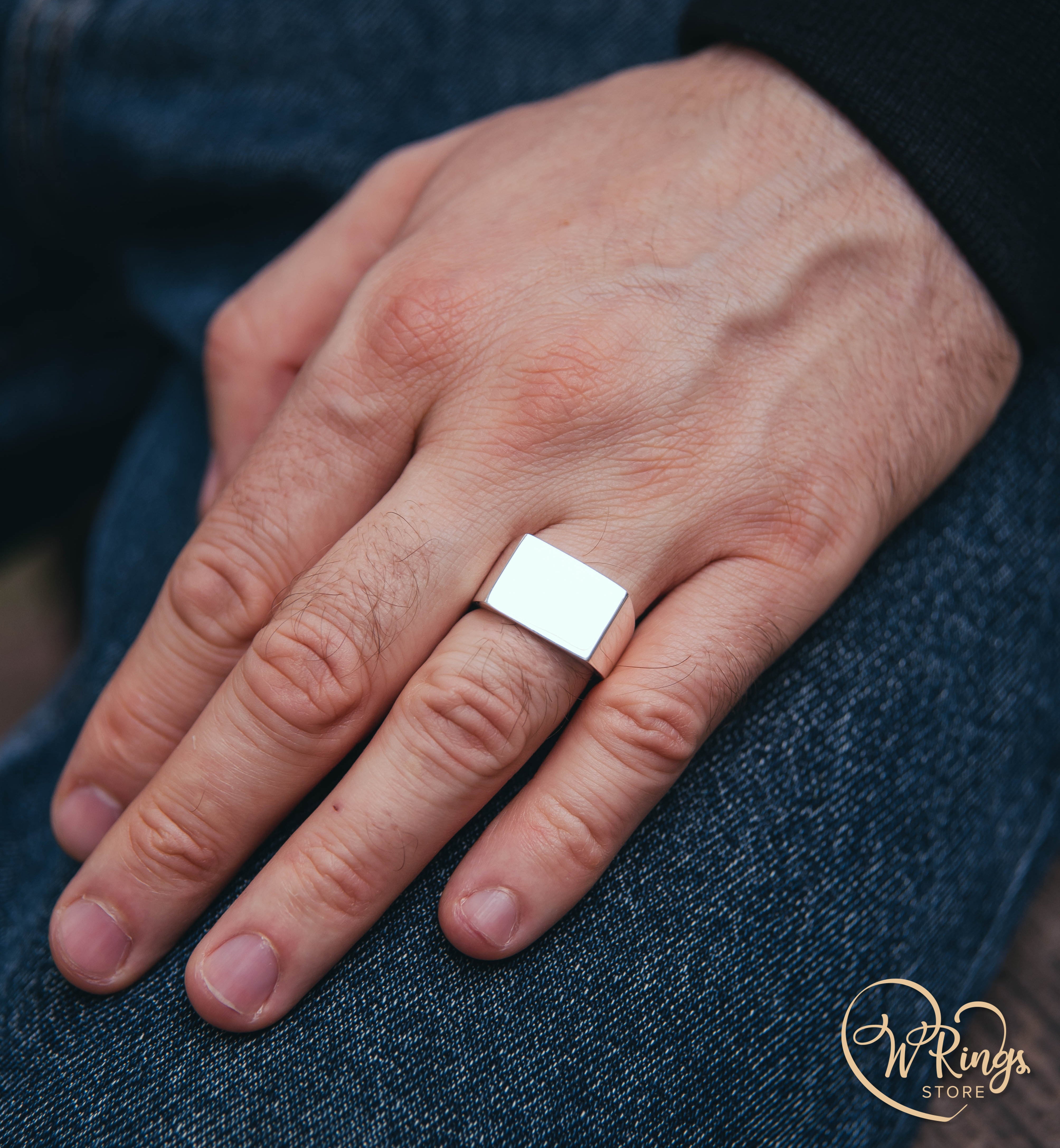 Giant Size Blank Rectangle Signet Ring in Sterling Silver