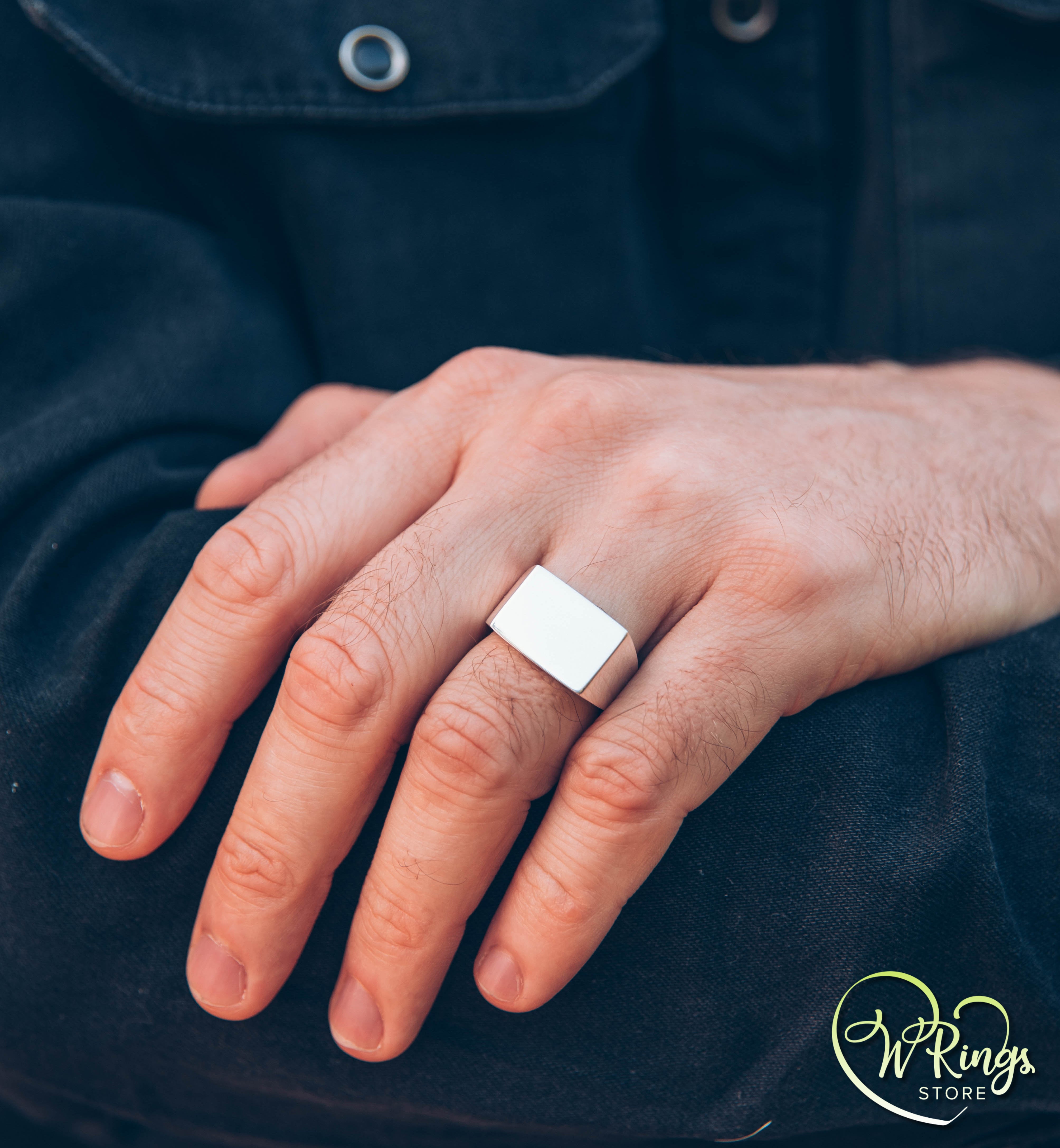 Giant Size Blank Rectangle Signet Ring in Sterling Silver