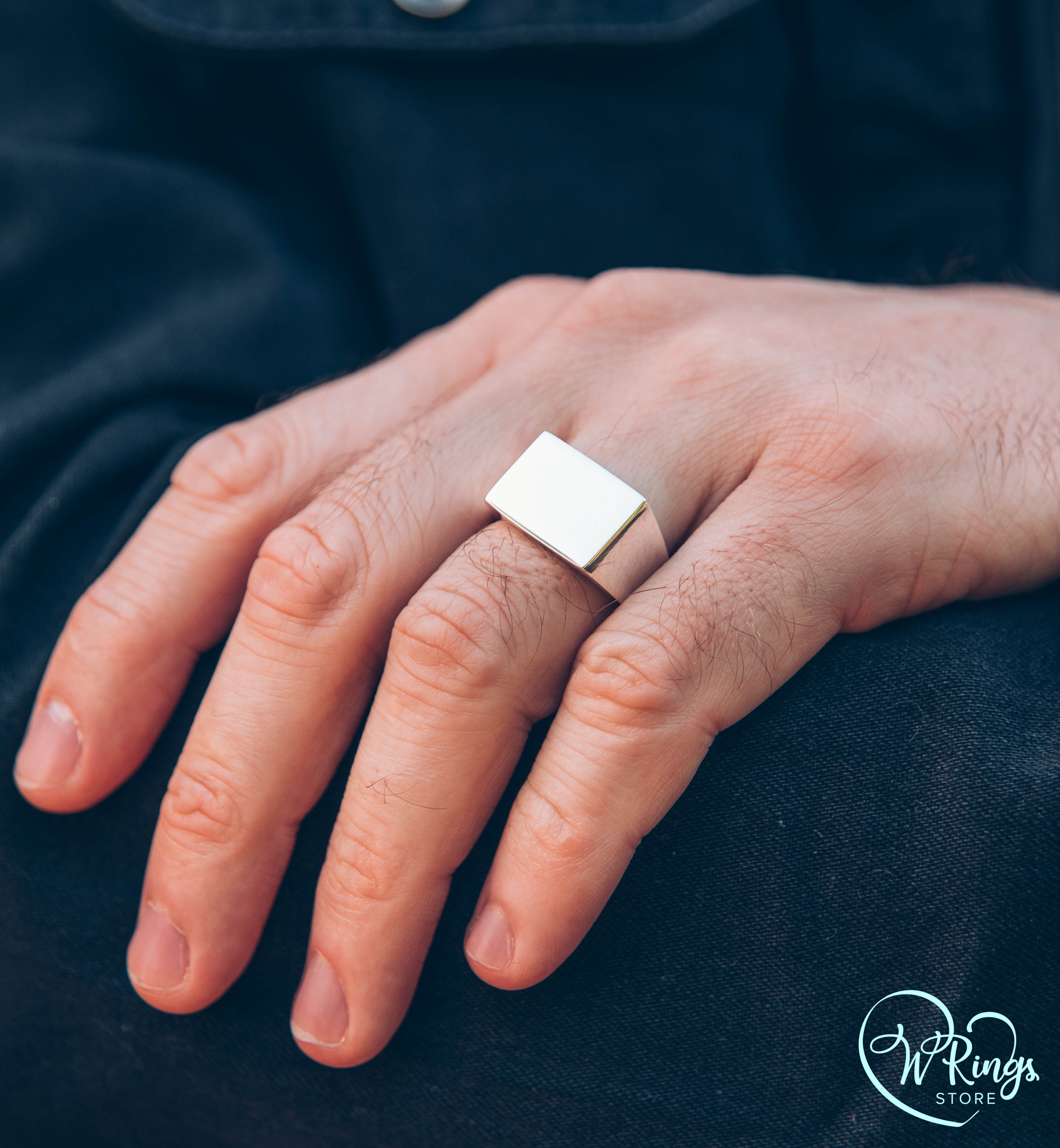 Giant Size Blank Rectangle Signet Ring in Sterling Silver