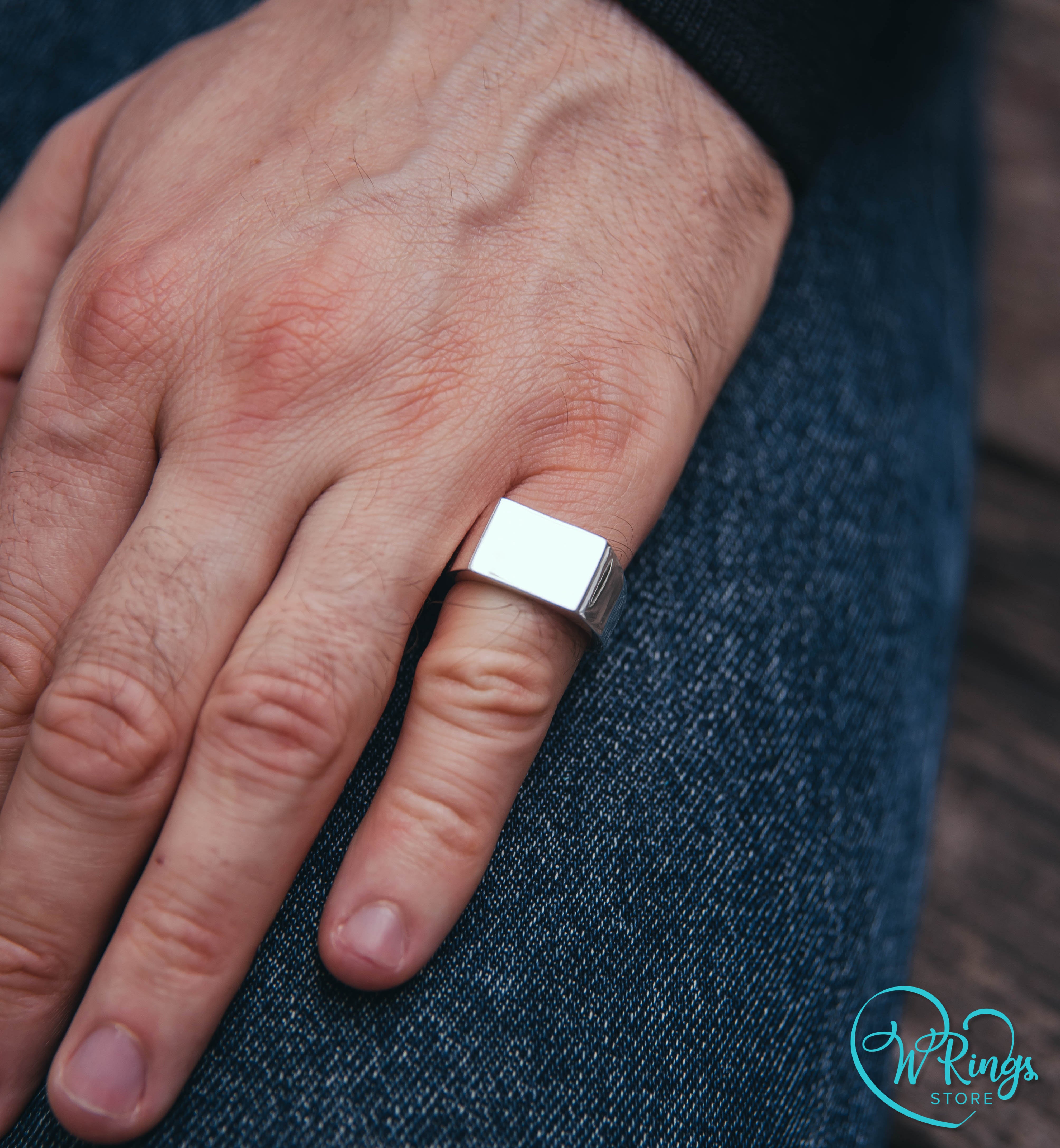 Giant Size Blank Rectangle Signet Ring in Sterling Silver