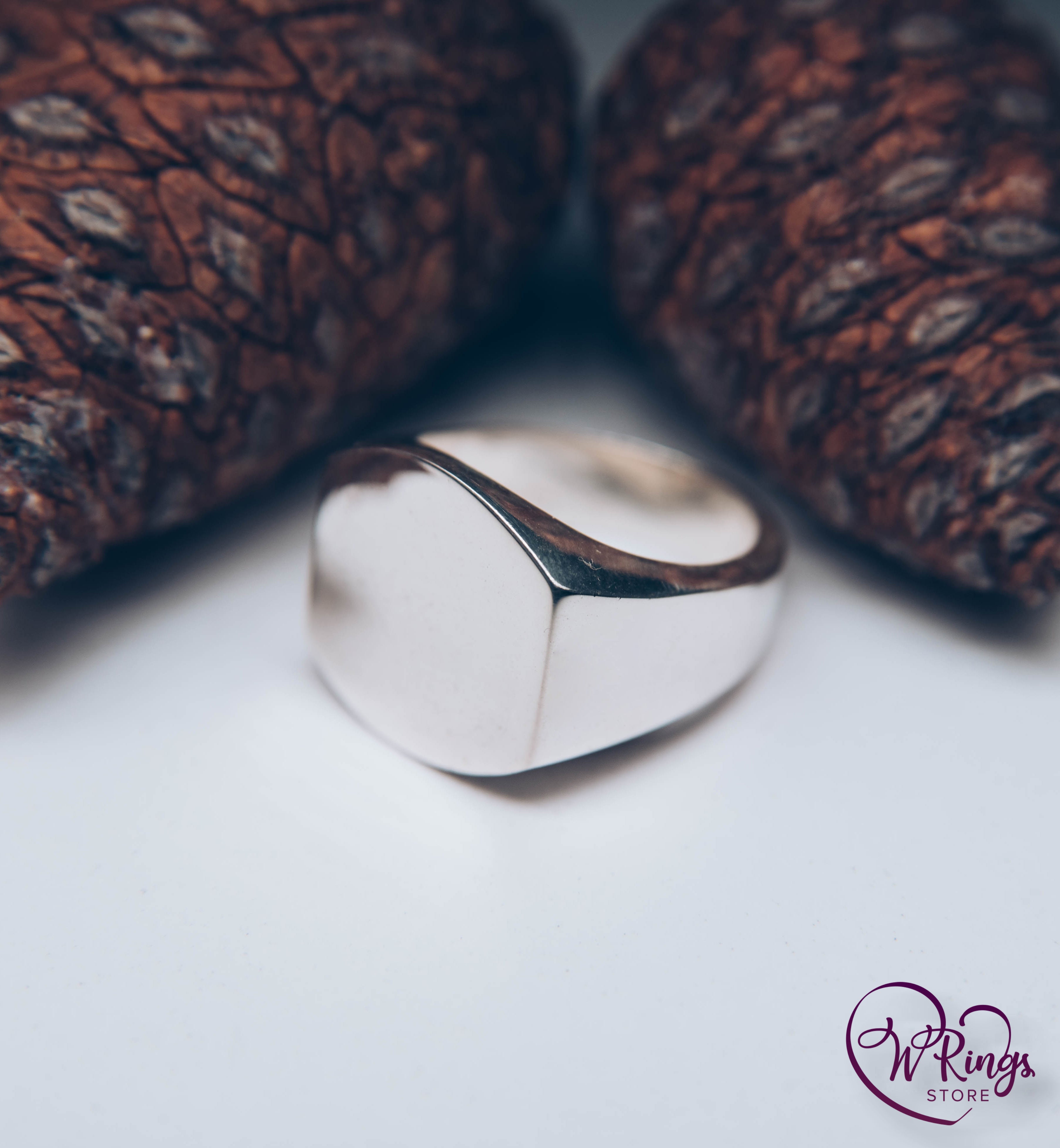 Giant Size Blank Rounded Rectangle Signet Ring in Silver