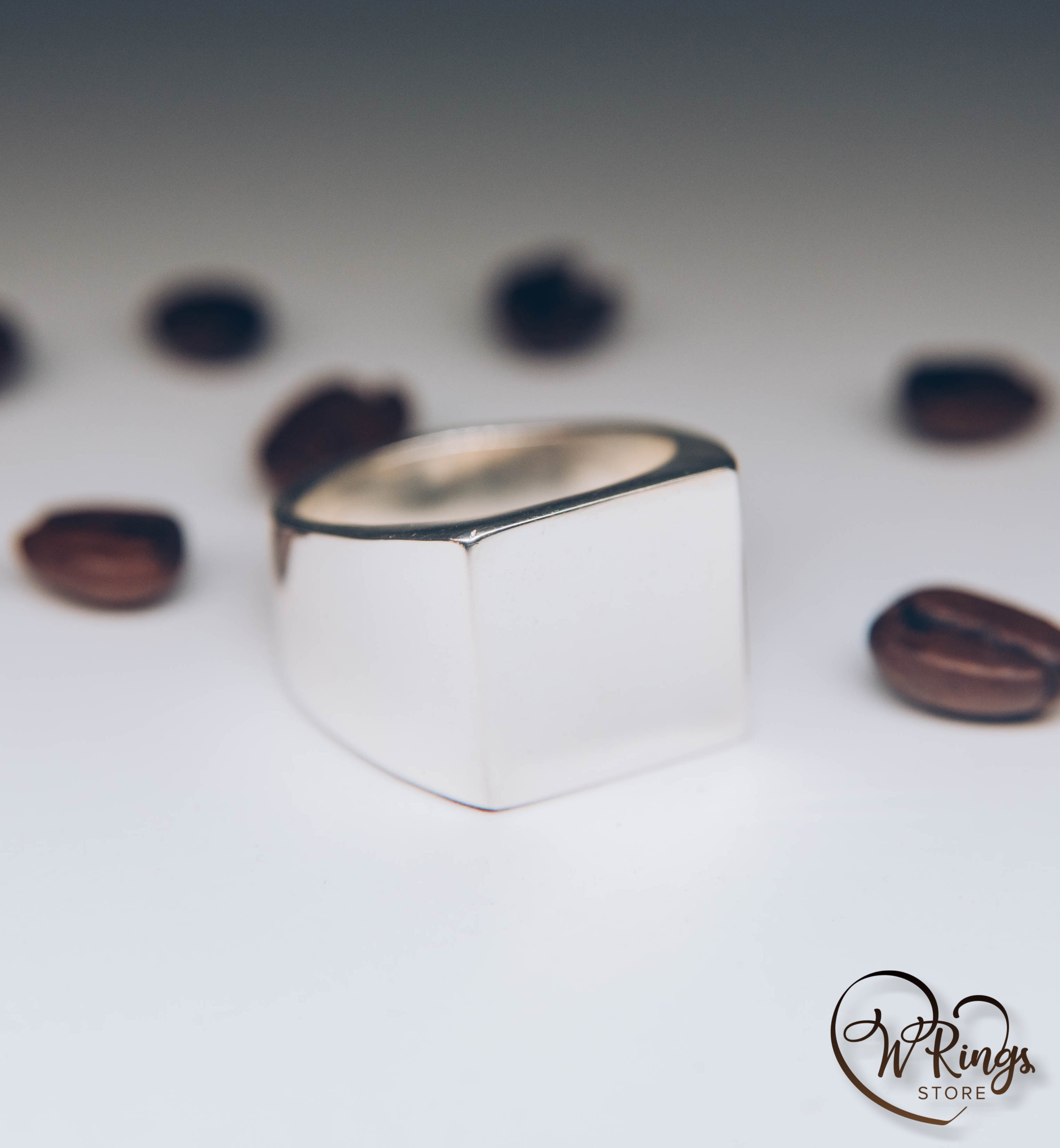 Giant Size Blank Square Signet Ring in Sterling Silver
