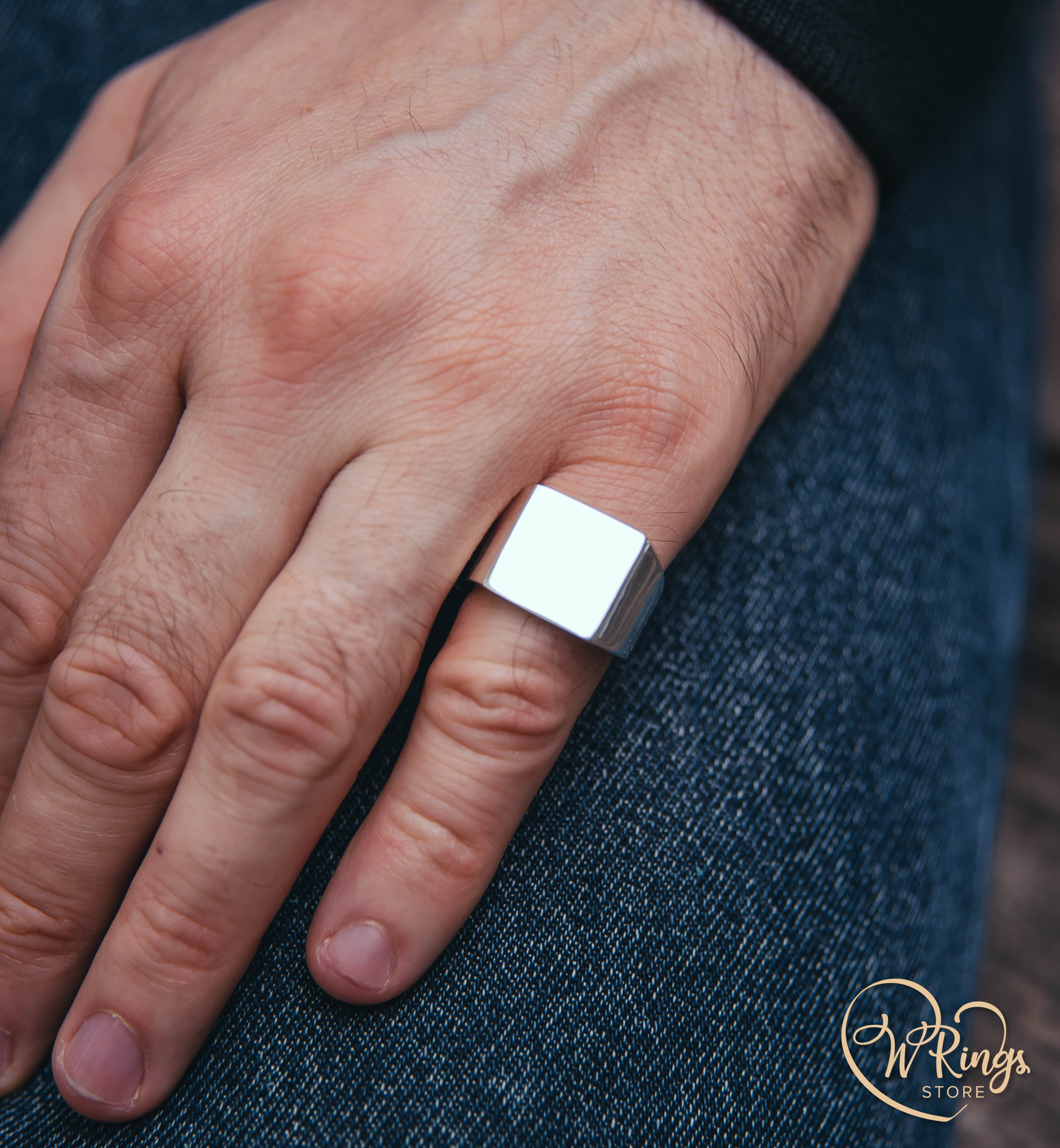 Giant Size Blank Square Signet Ring in Sterling Silver