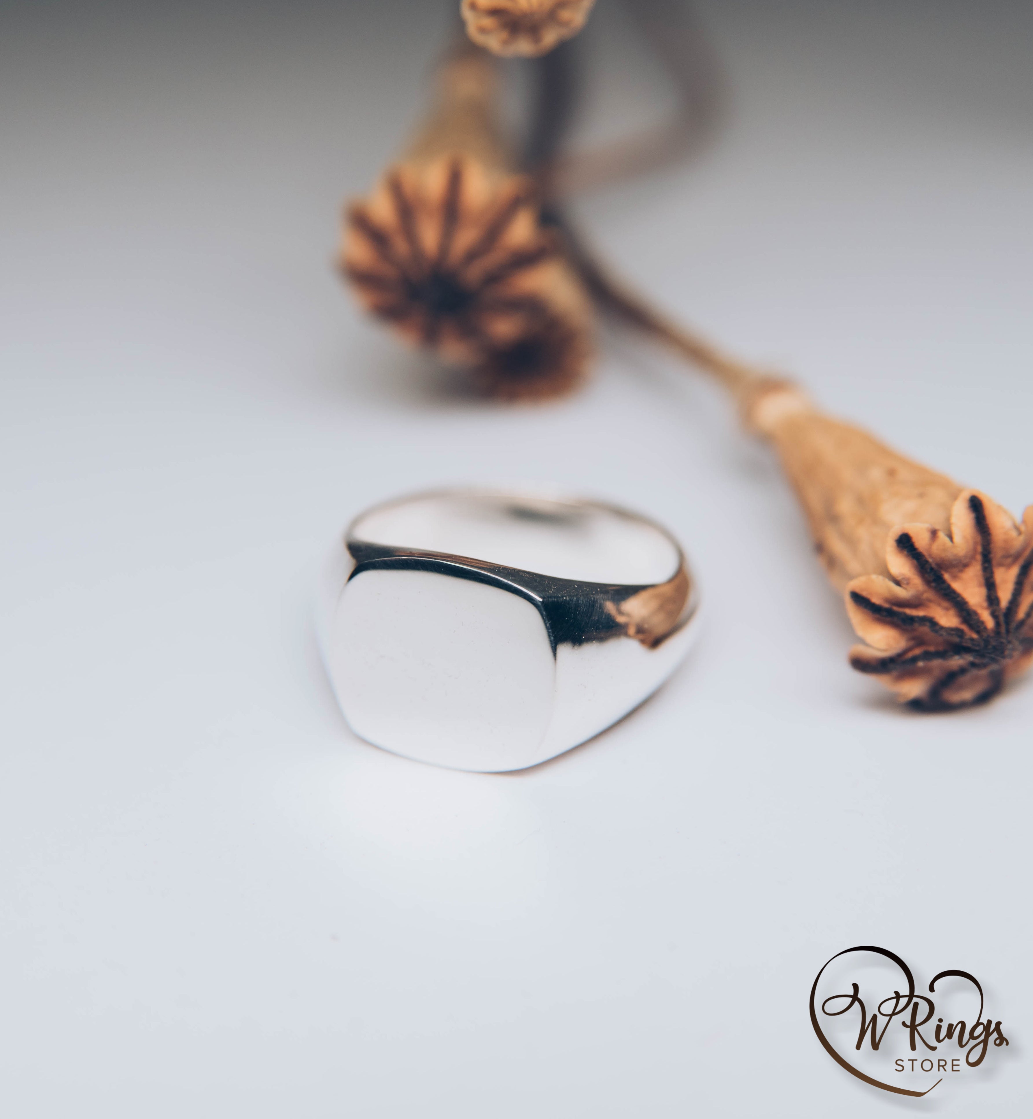 Giant Size Blank Сushion Signet Ring in Sterling Silver