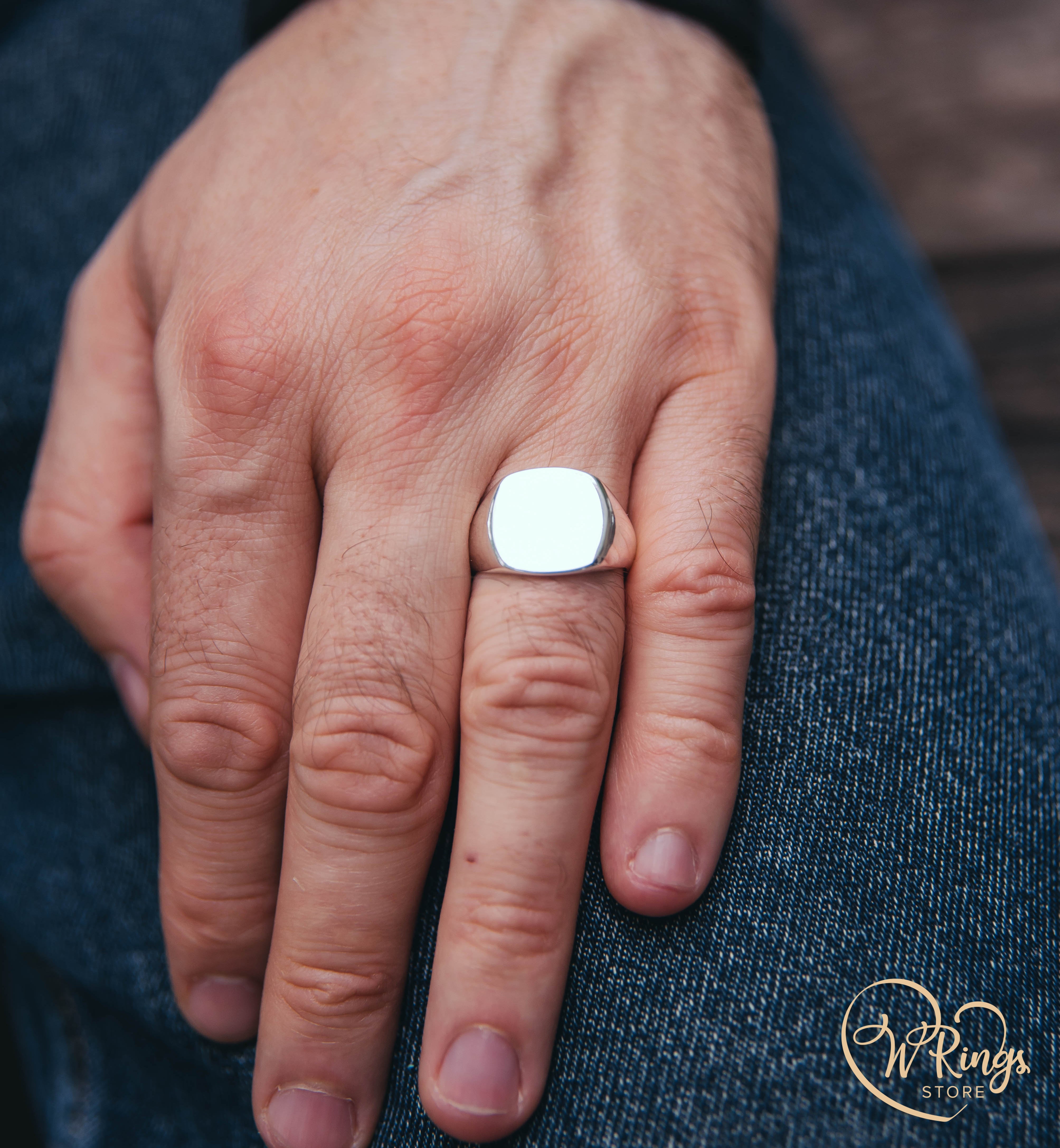Giant Size Blank Сushion Signet Ring in Sterling Silver