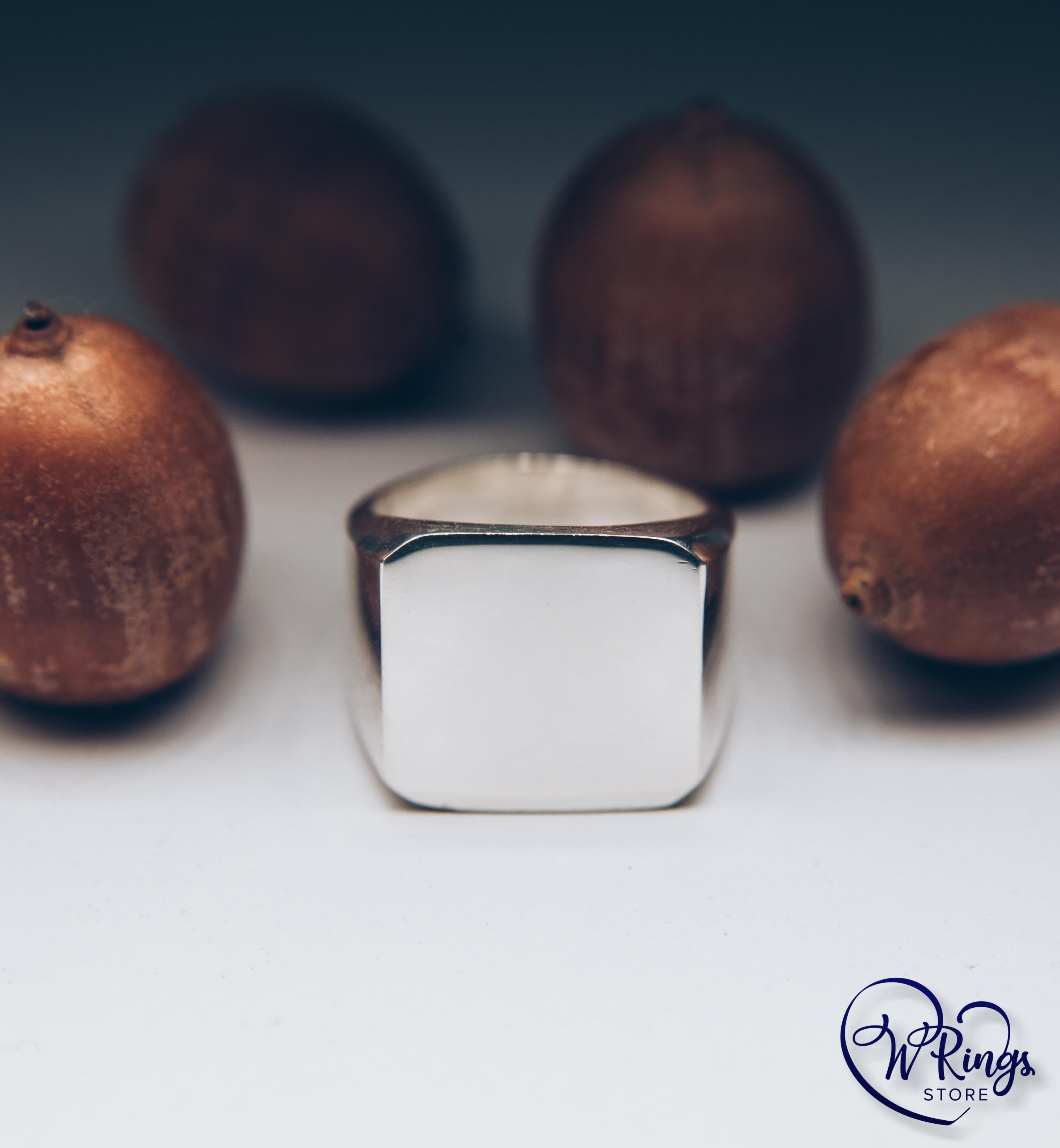 Giant Size Soft Square Signet Ring in Sterling Silver