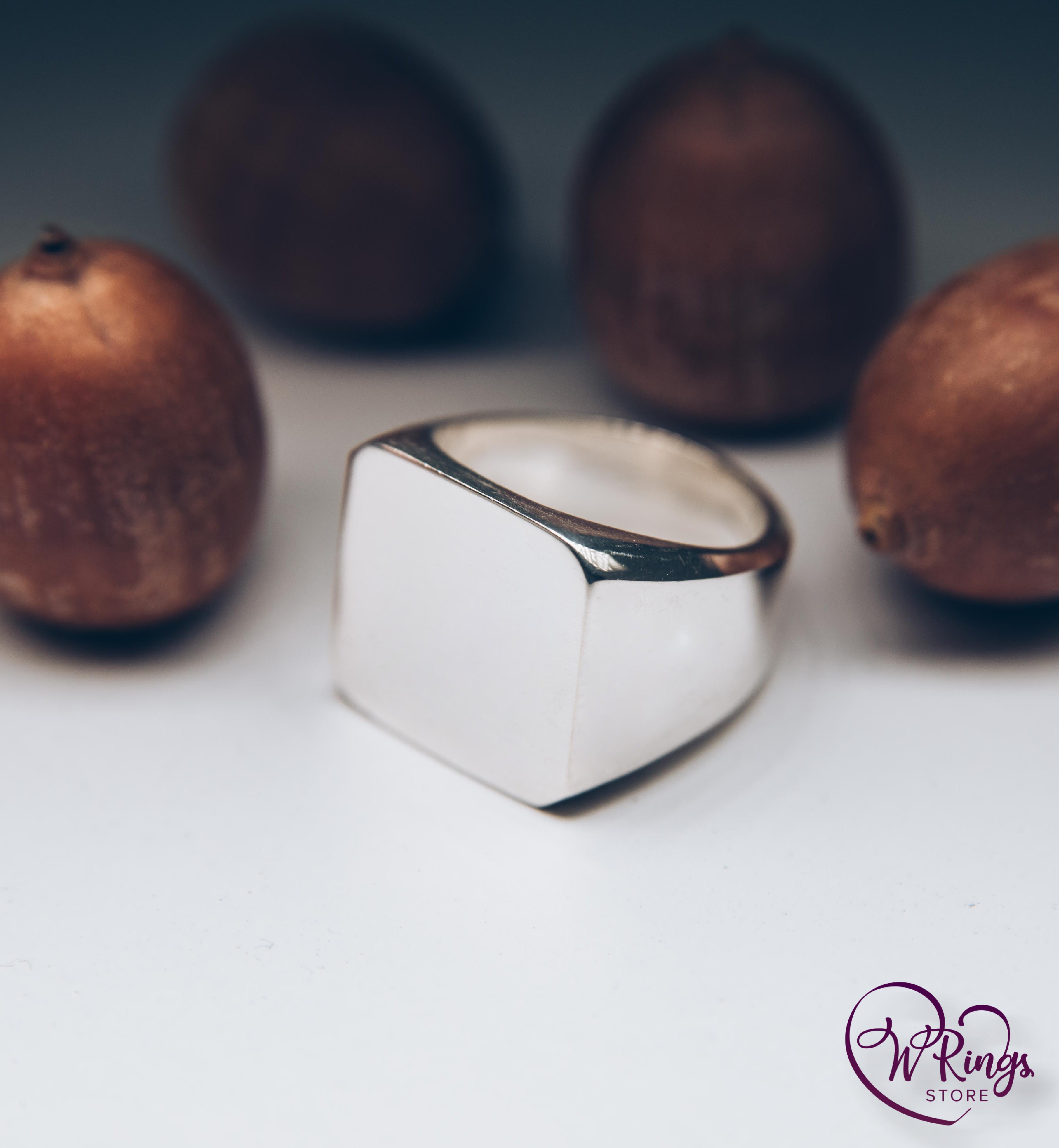 Giant Size Soft Square Signet Ring in Sterling Silver
