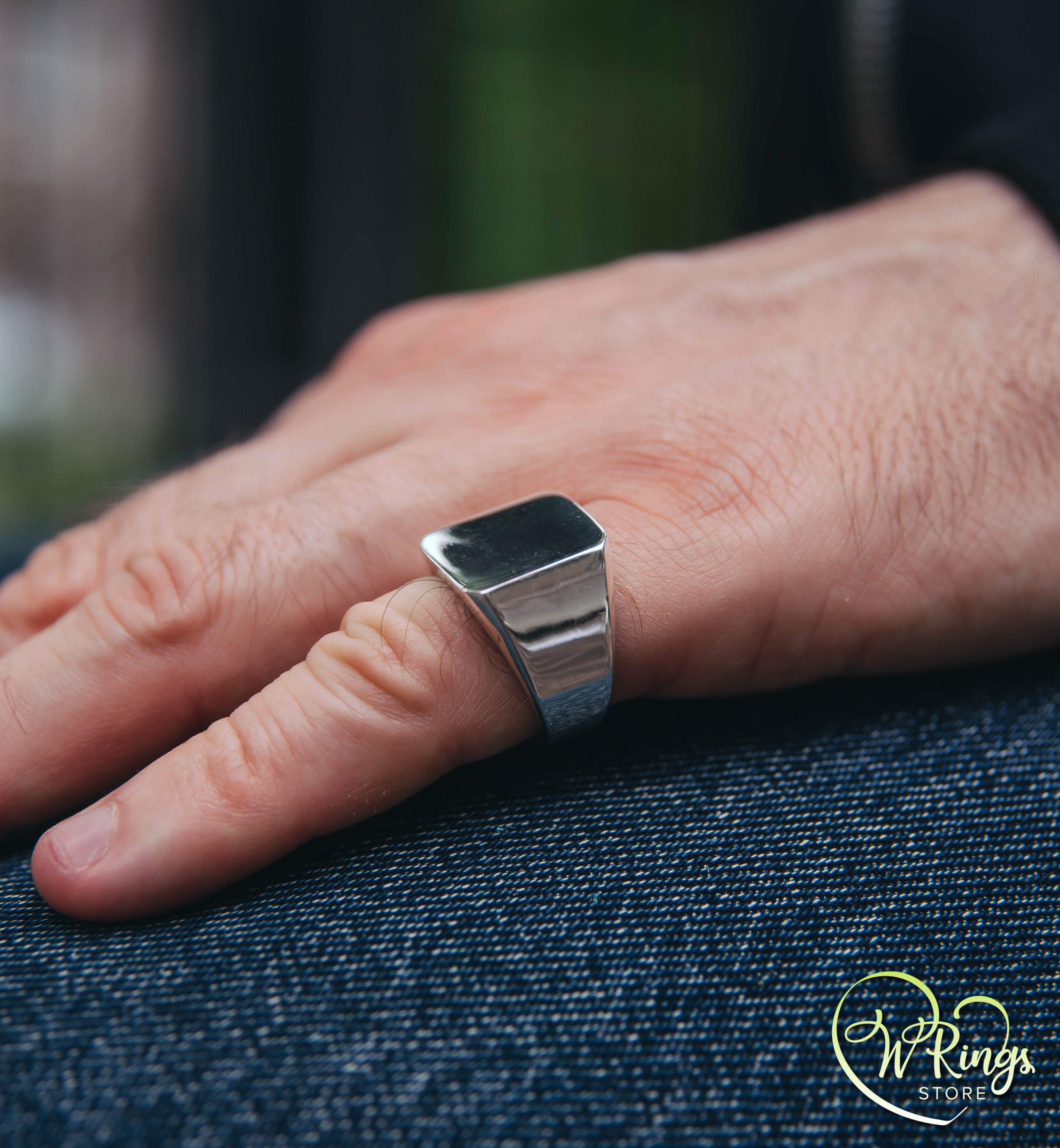 Giant Size Soft Square Signet Ring in Sterling Silver