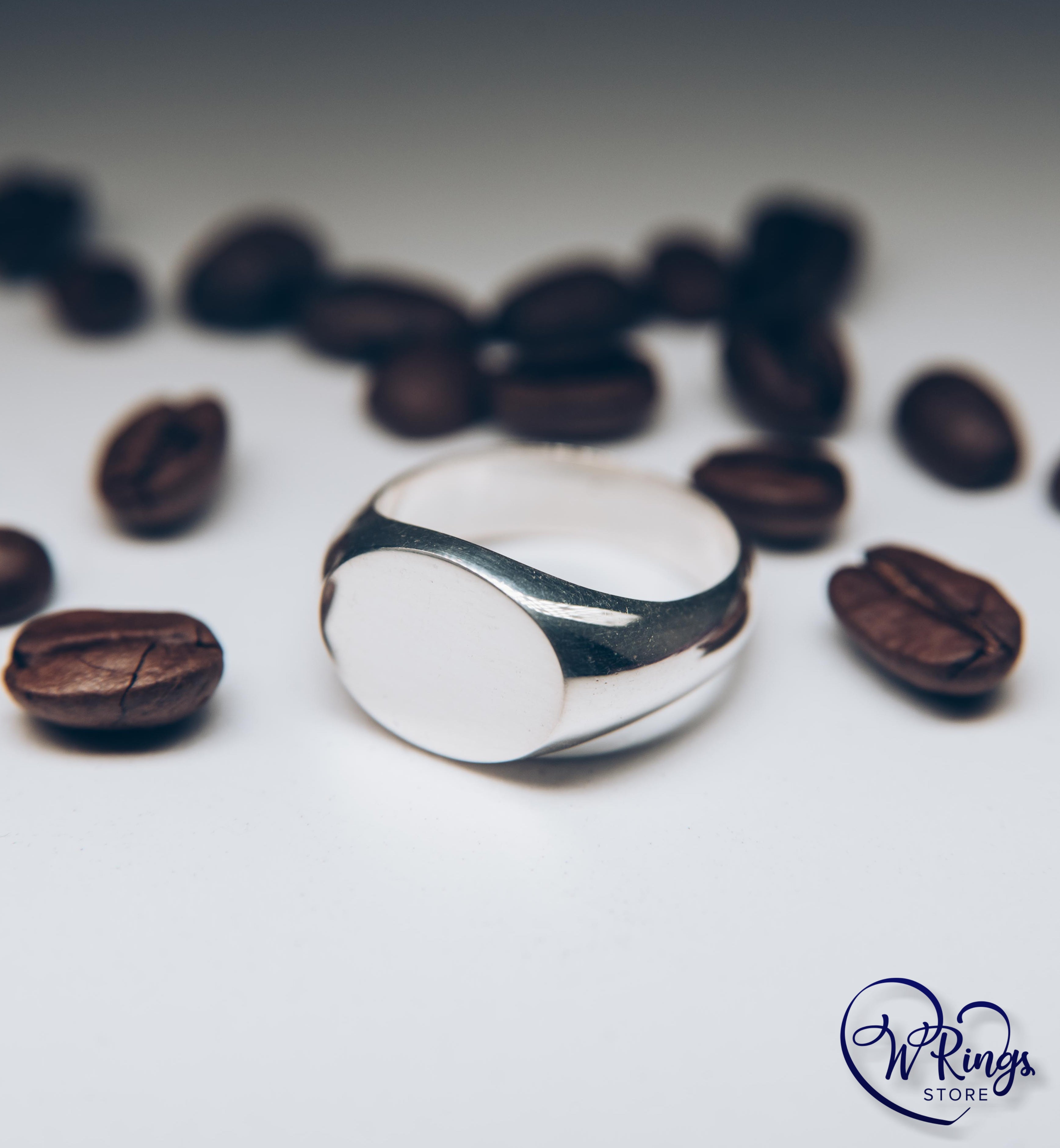 Large Size Blank Landscape Oval Signet Ring in Sterling Silver