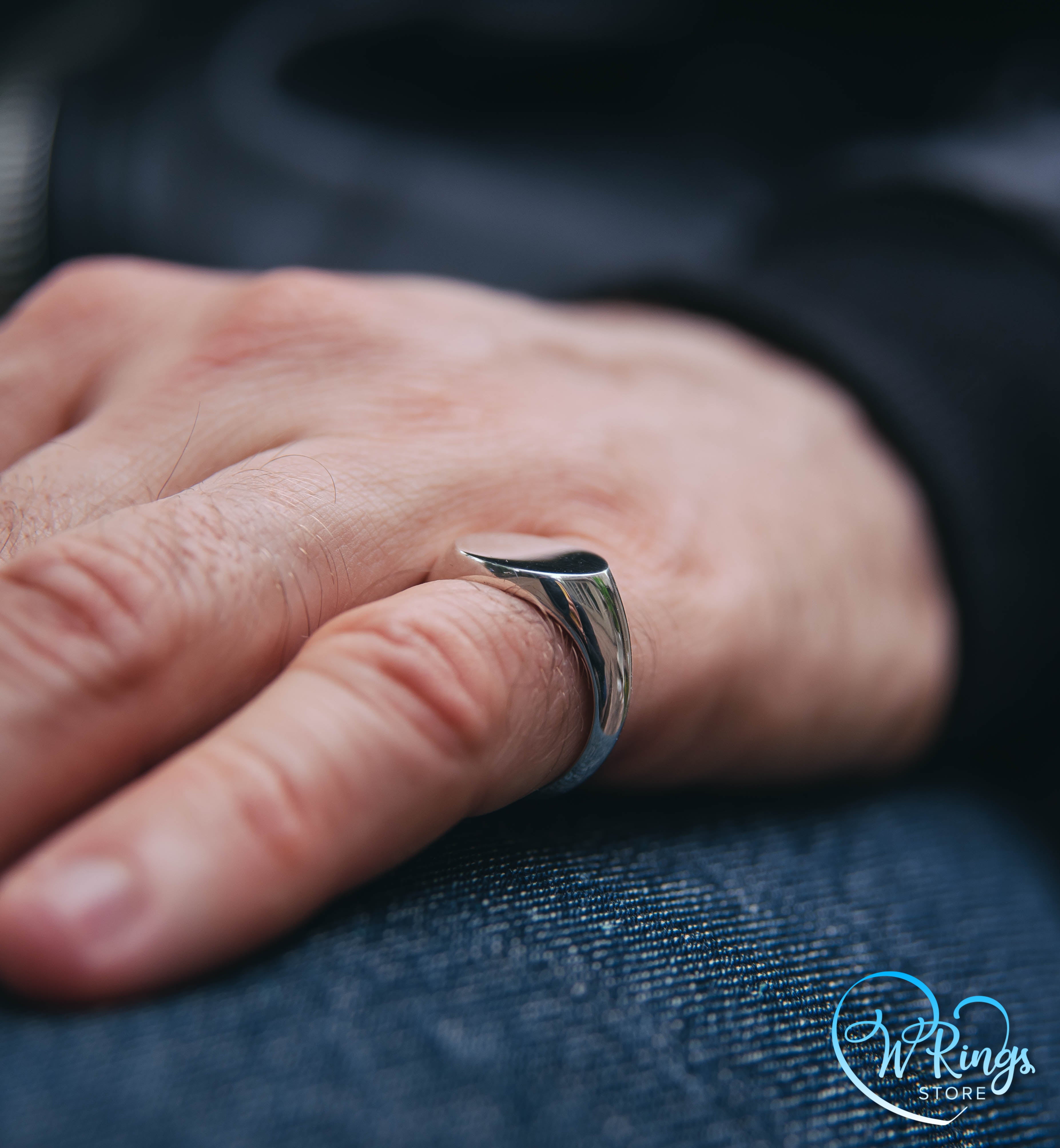 Large Size Blank Landscape Oval Signet Ring in Sterling Silver