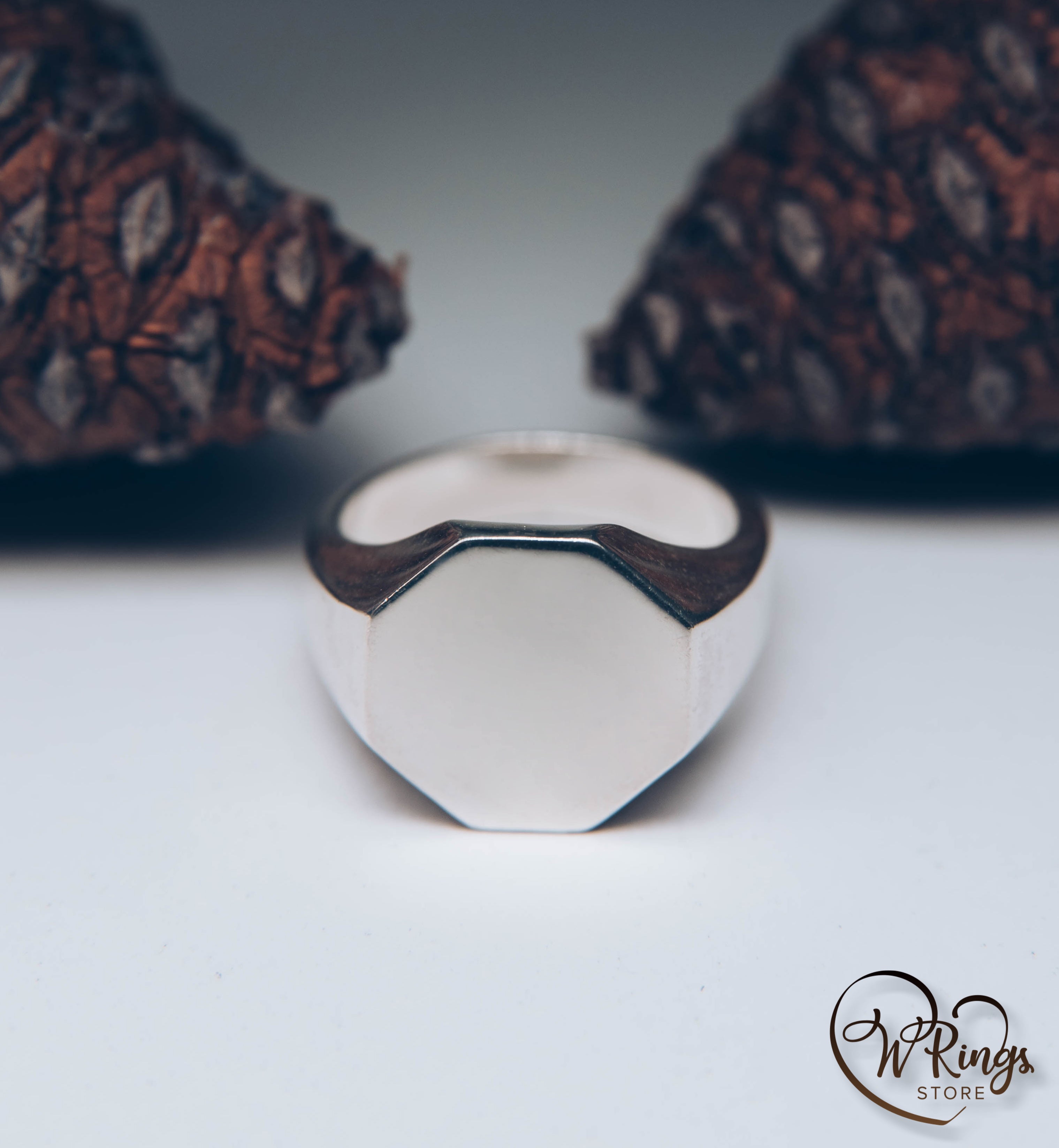 Large Size Blank Octagon Signet Ring in Sterling Silver