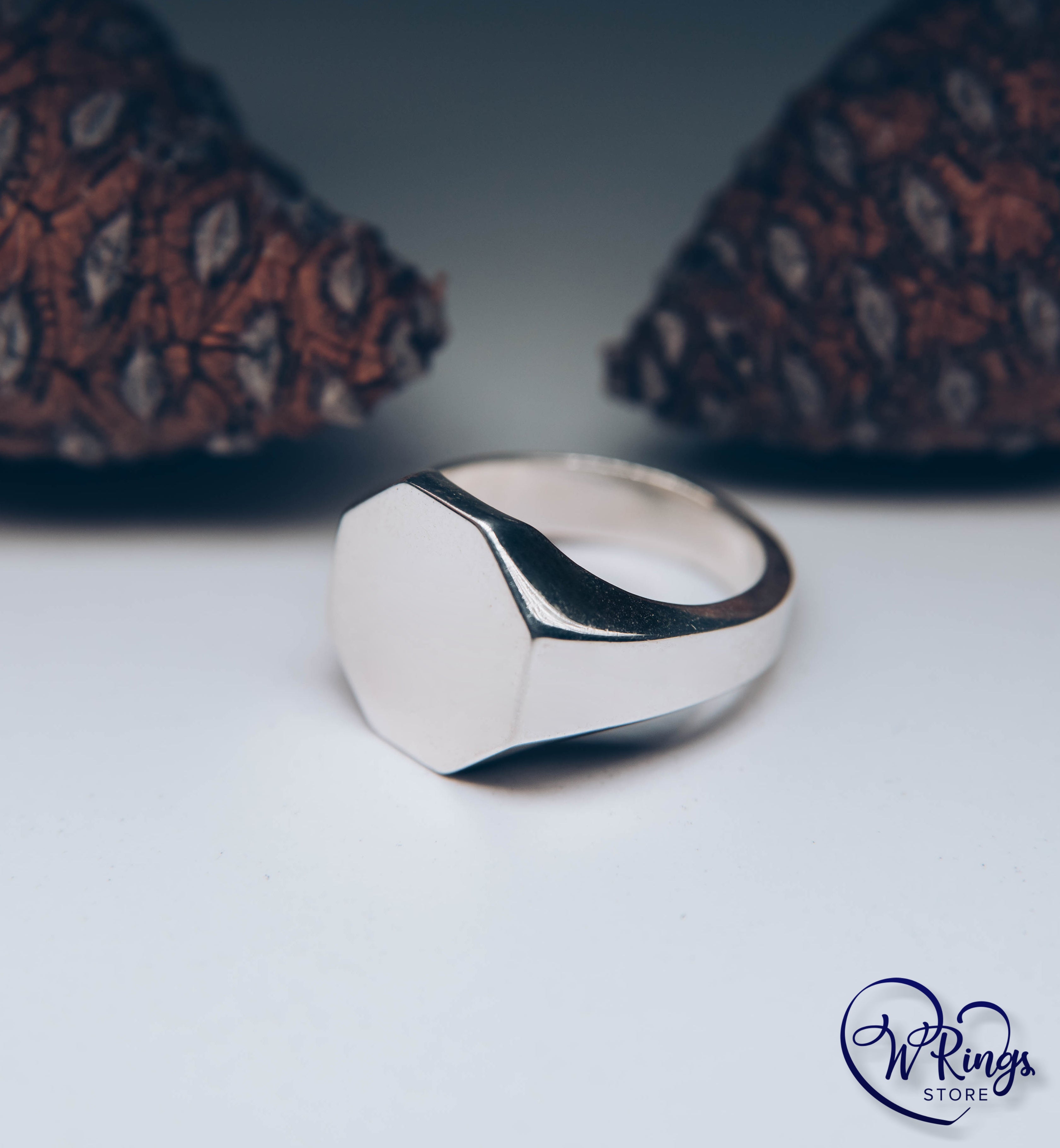 Large Size Blank Octagon Signet Ring in Sterling Silver