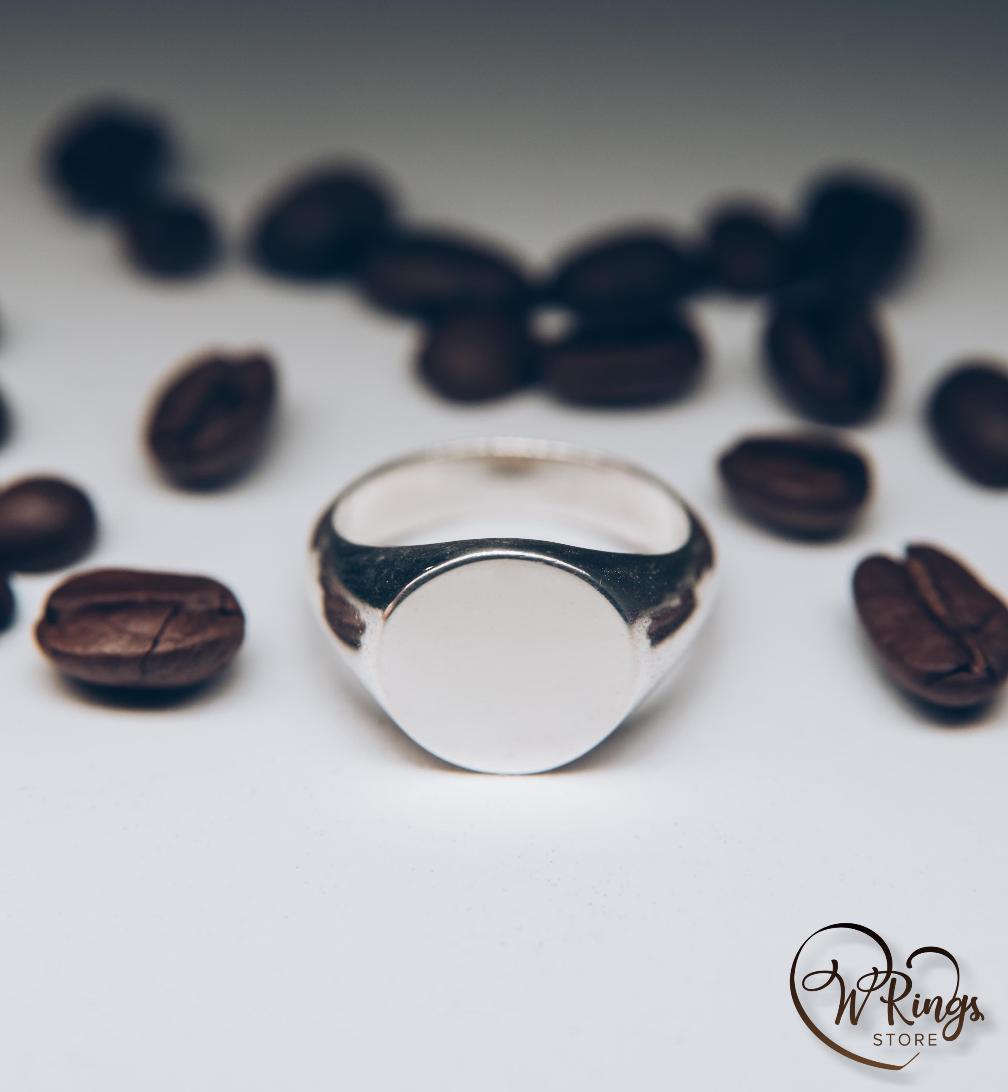 Large Size Blank Round Signet Ring in Sterling Silver