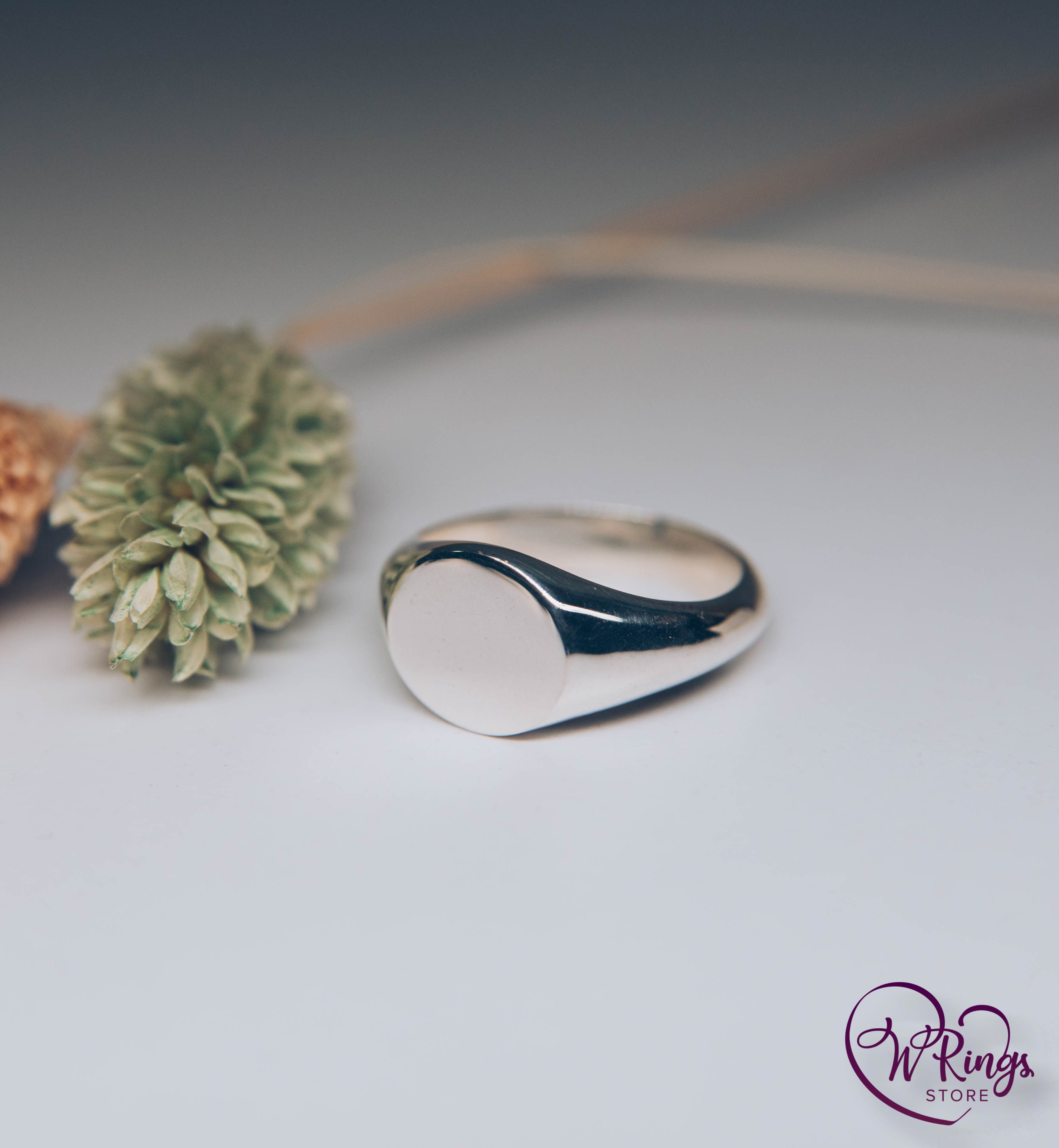 Large Size Blank Round Signet Ring in Sterling Silver