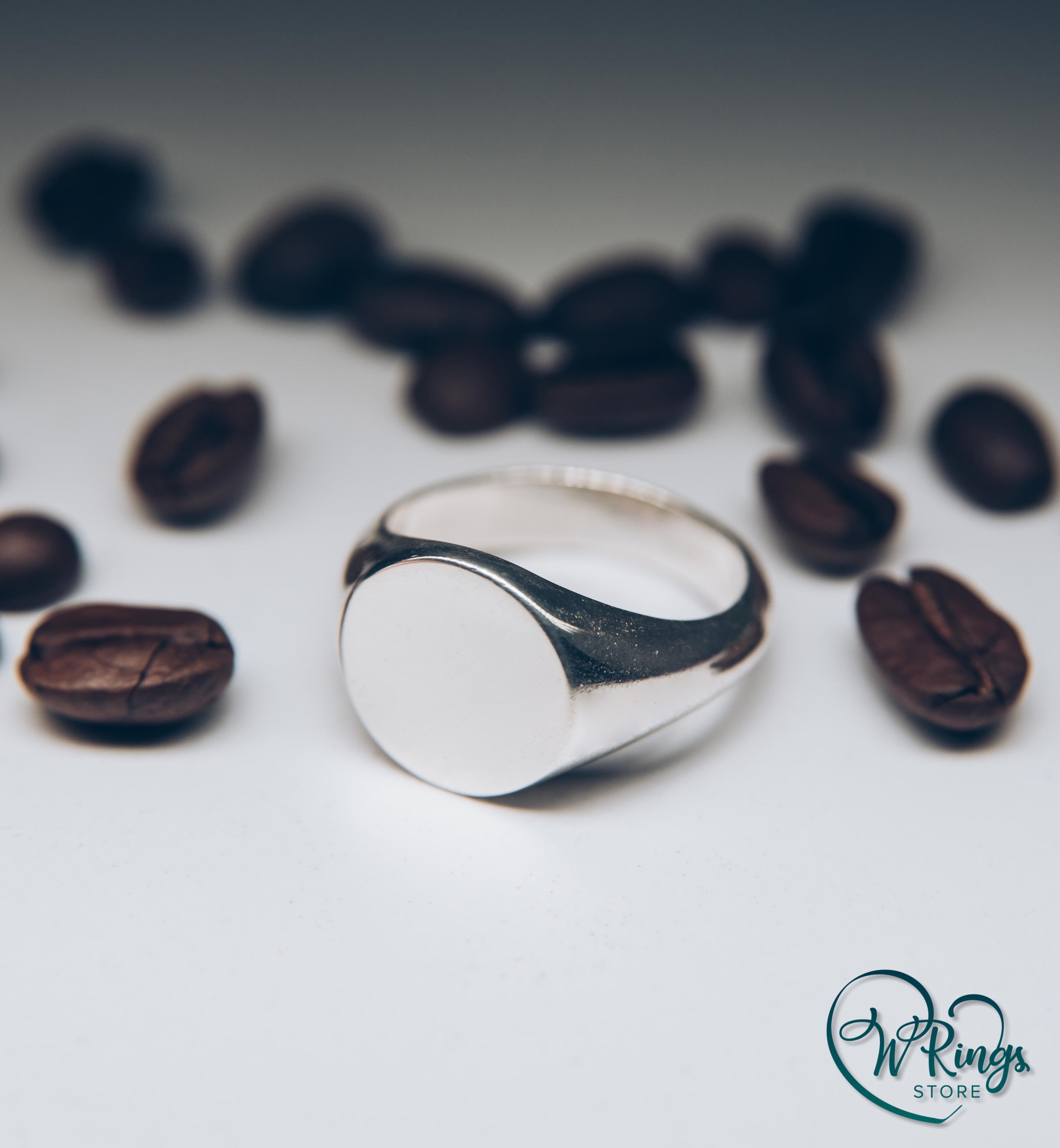 Large Size Blank Round Signet Ring in Sterling Silver