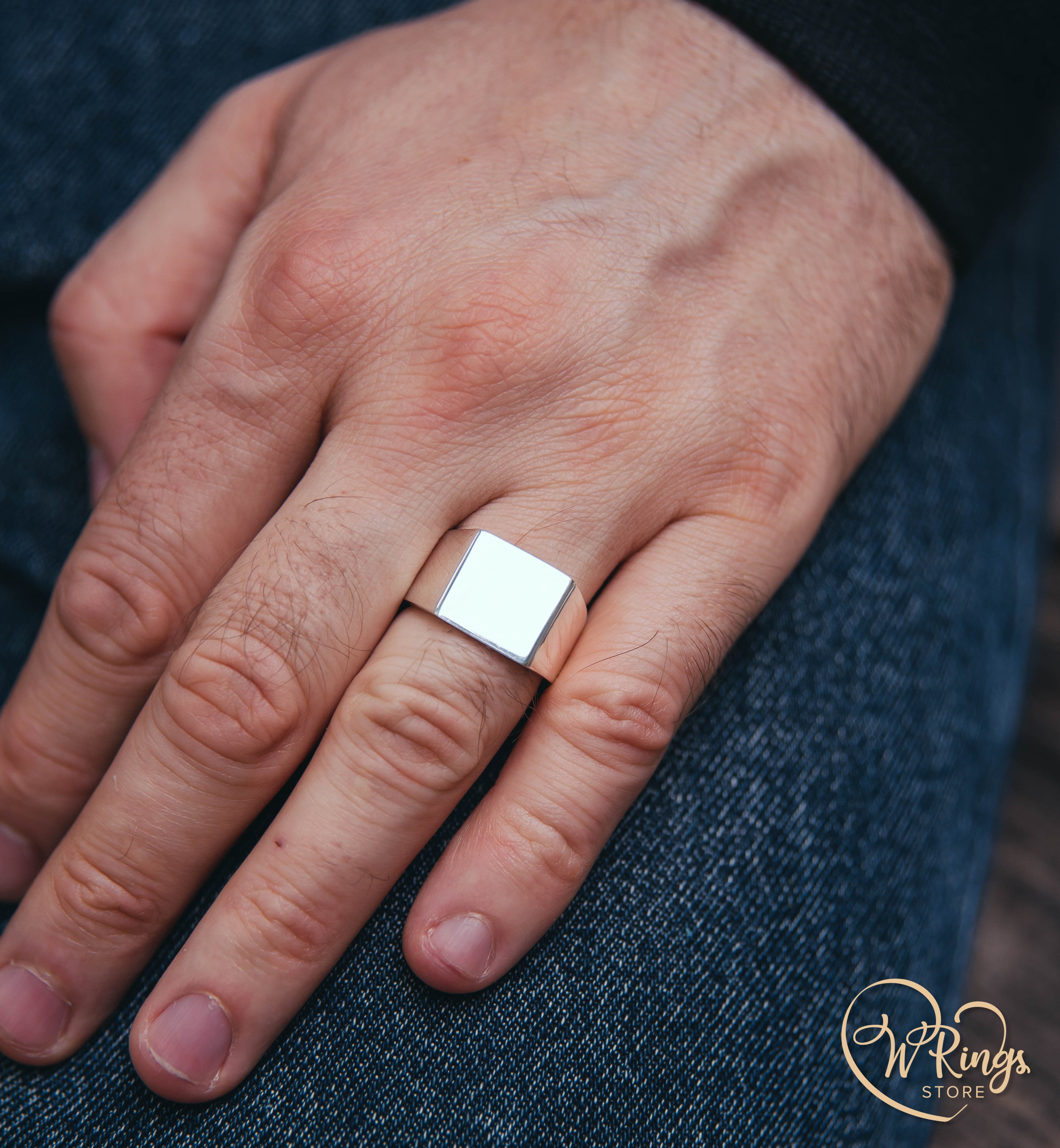 Large Size Blank Square Signet Ring in Sterling Silver