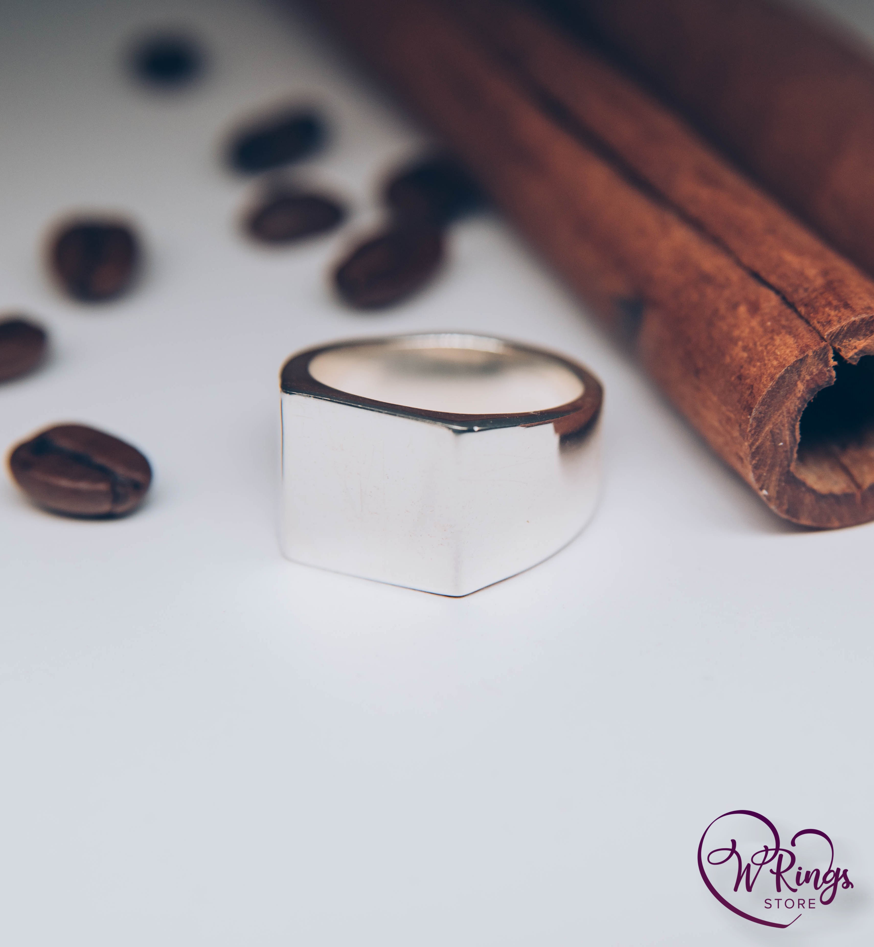 Large Size Blank Square Signet Ring in Sterling Silver