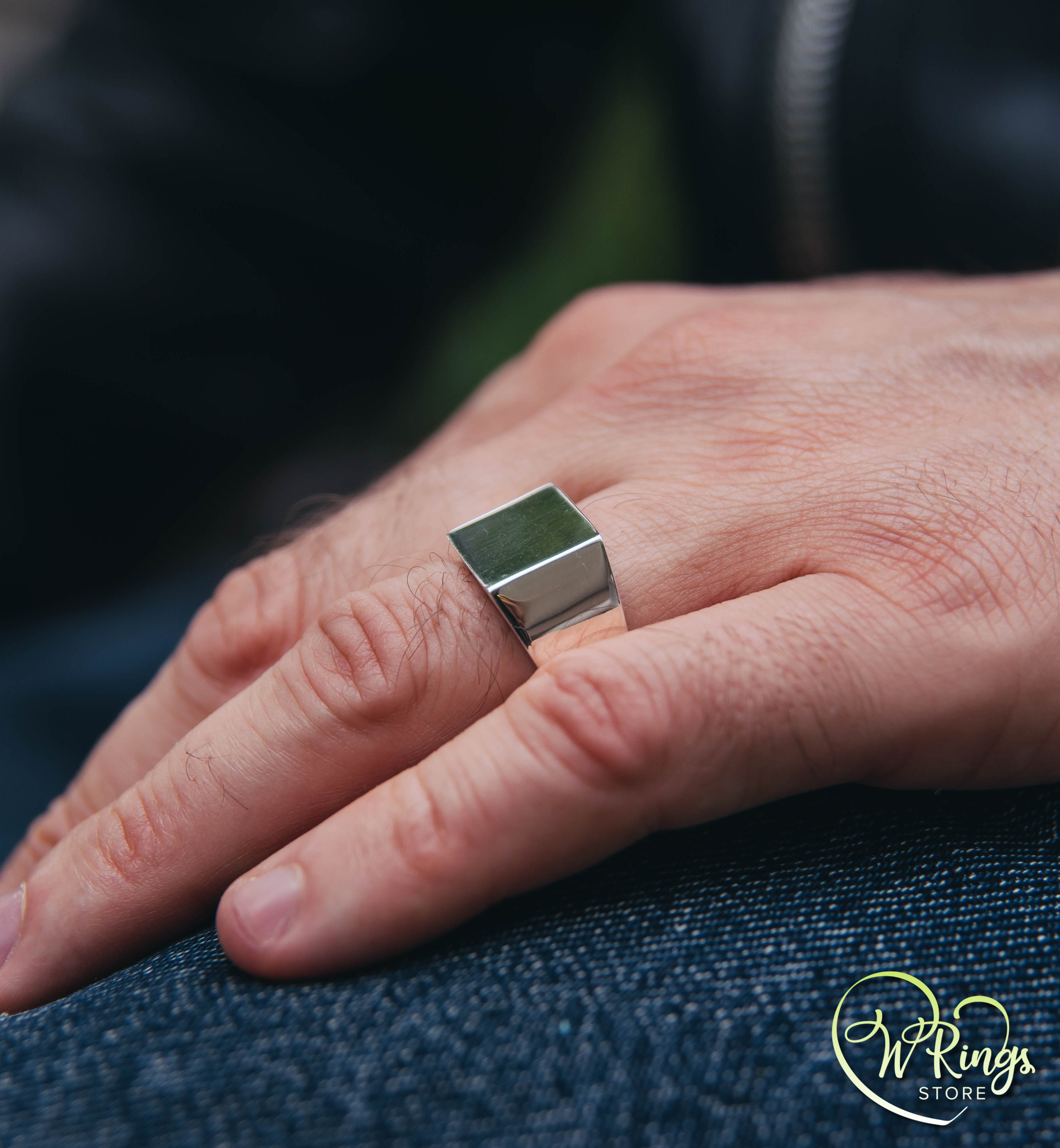 Large Size Blank Square Signet Ring in Sterling Silver