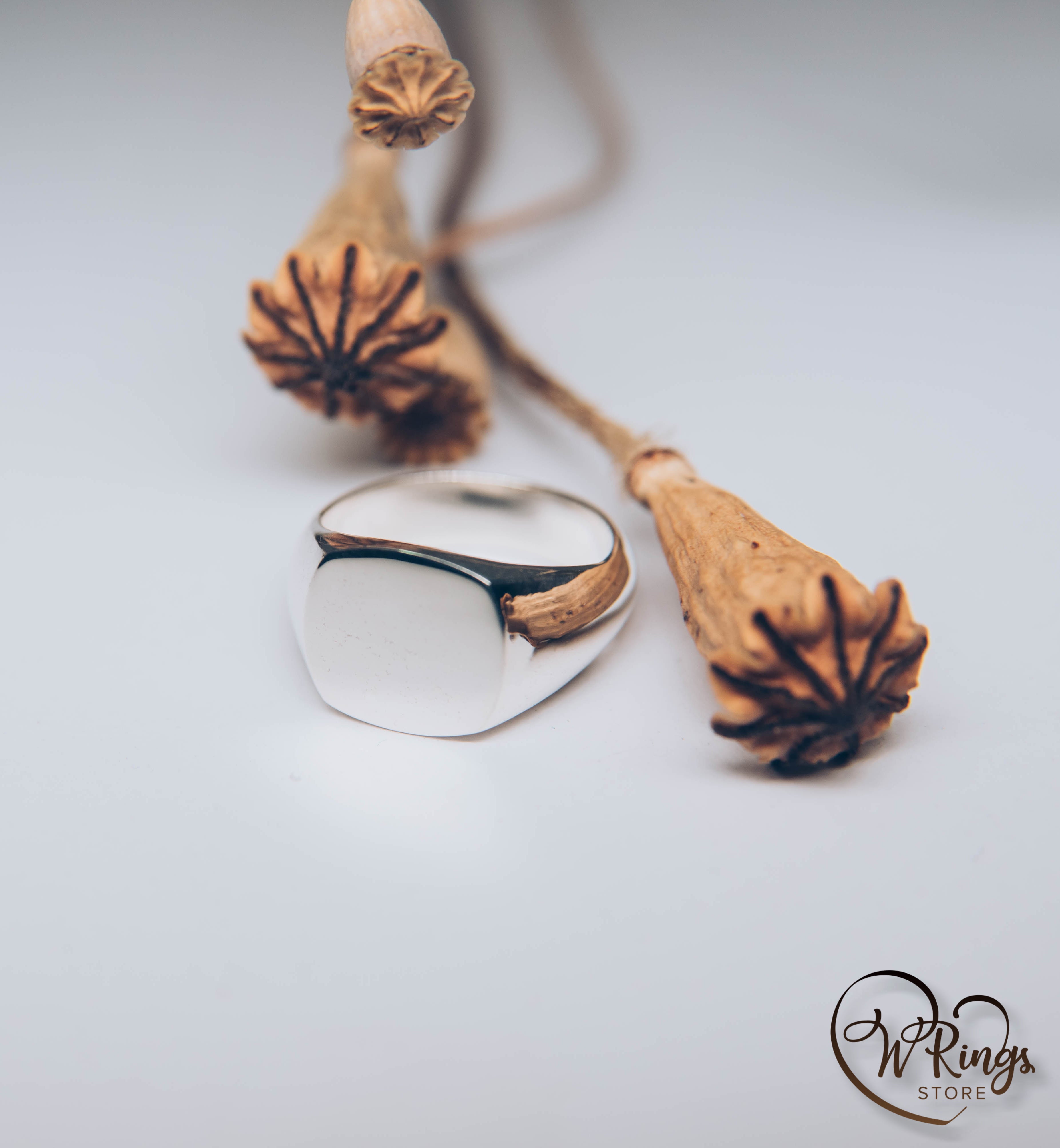 Large Size Blank Сushion Signet Ring in Sterling Silver