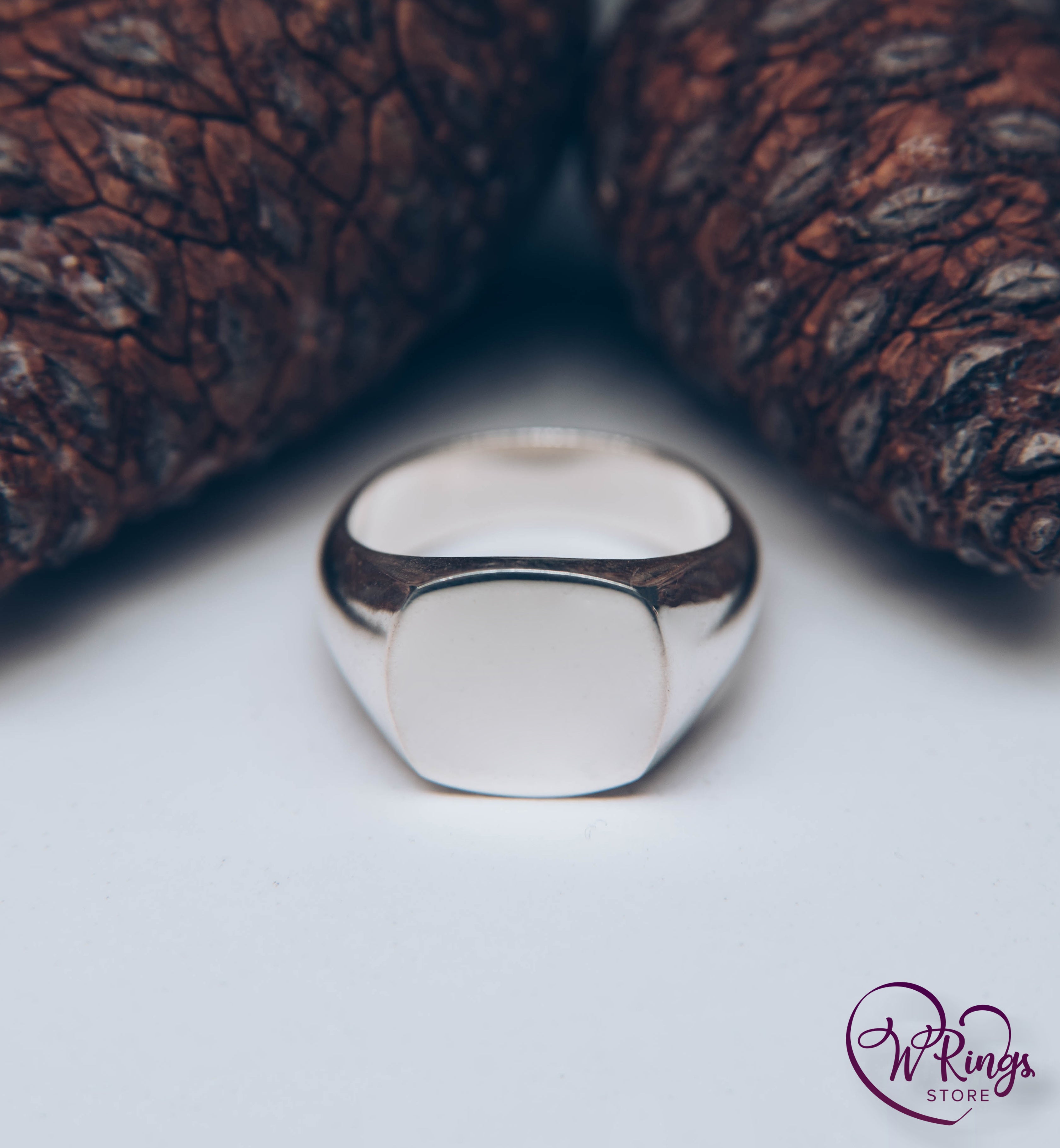 Large Size Blank Сushion Signet Ring in Sterling Silver