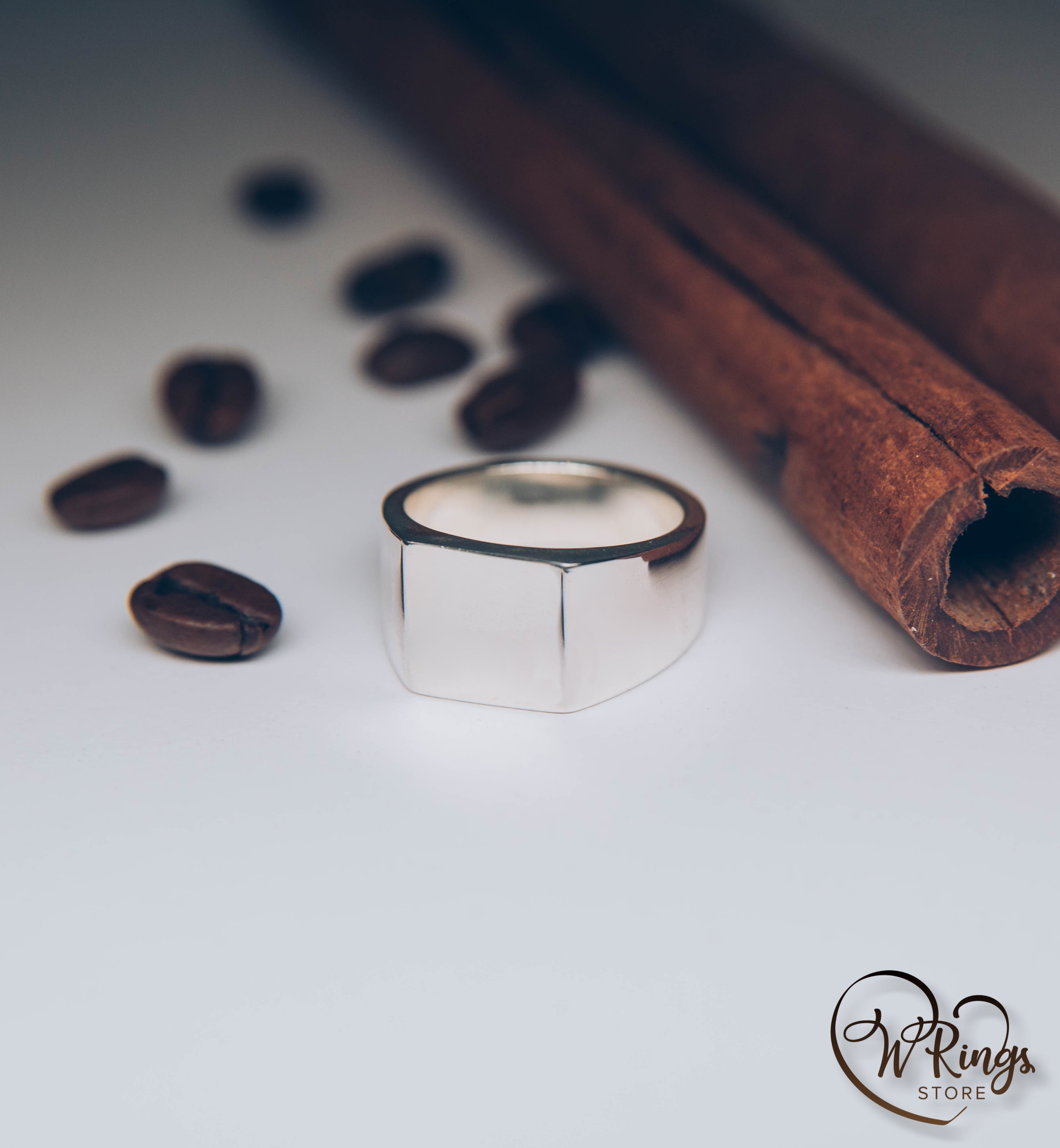 Medium Size Blank Square Signet Ring in Sterling Silver