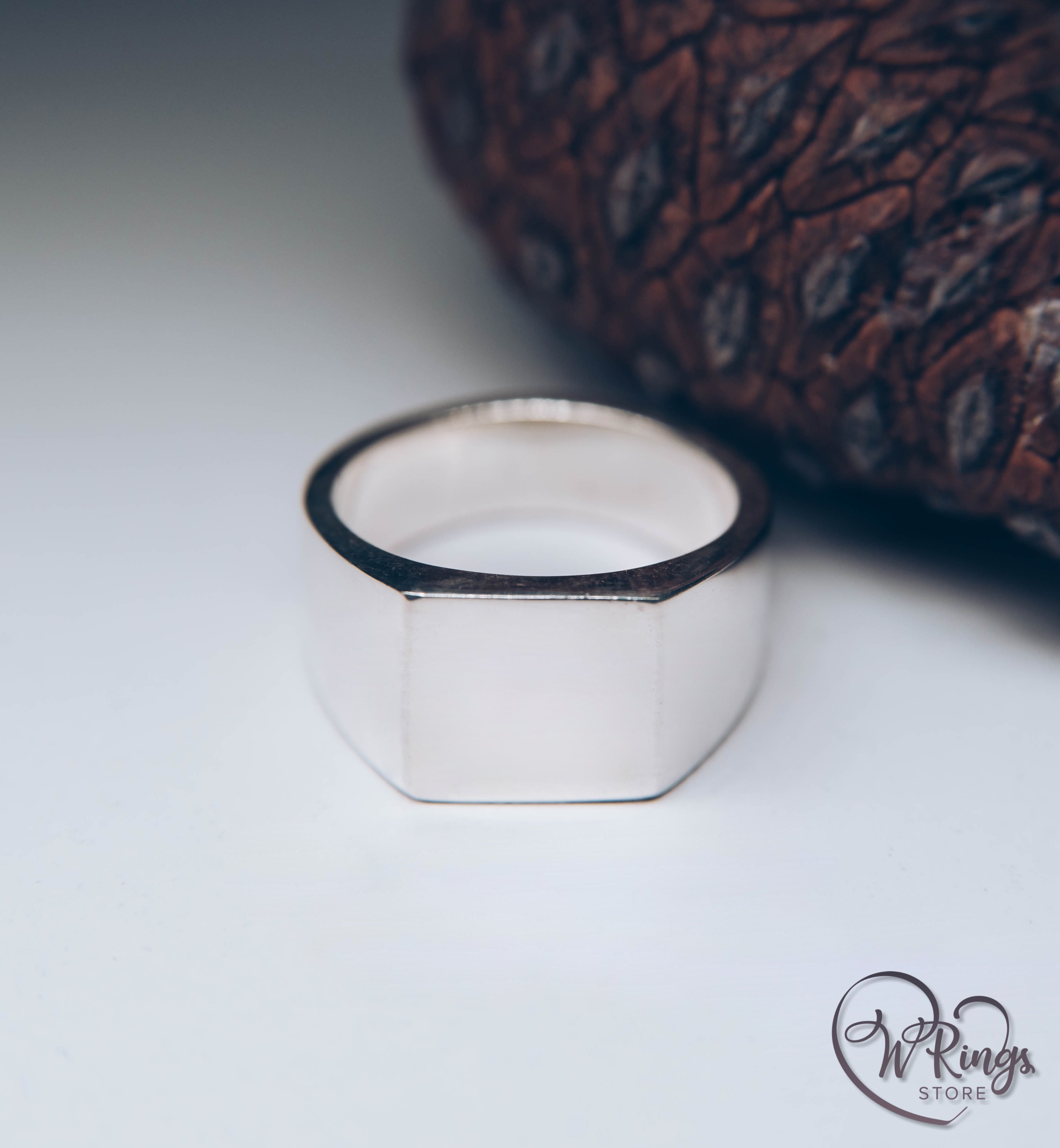 Medium Size Blank Square Signet Ring in Sterling Silver