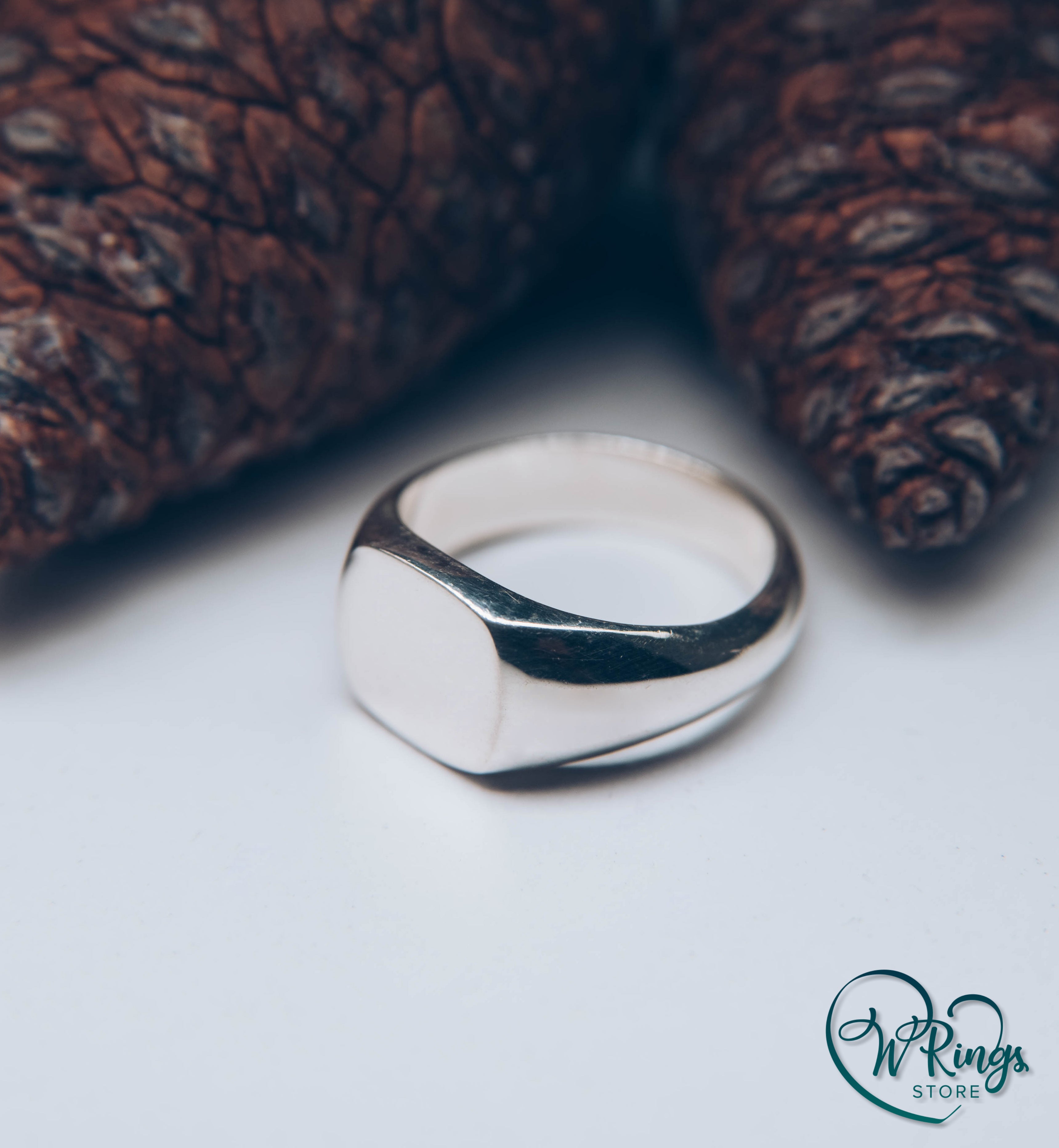 Medium Size Blank Сushion Signet Ring in Sterling Silver
