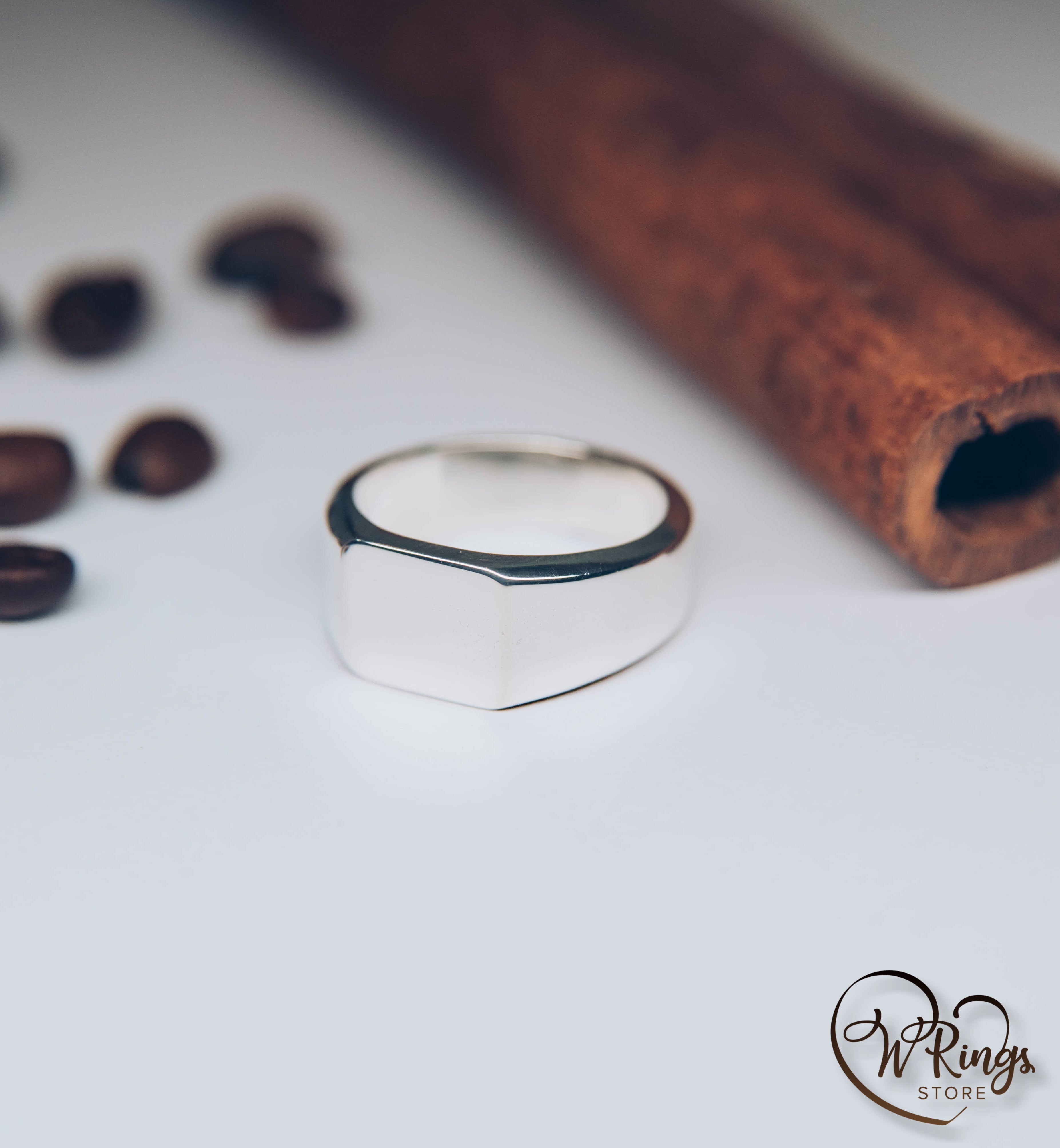 Medium Size Soft Square Signet Ring in Sterling Silver