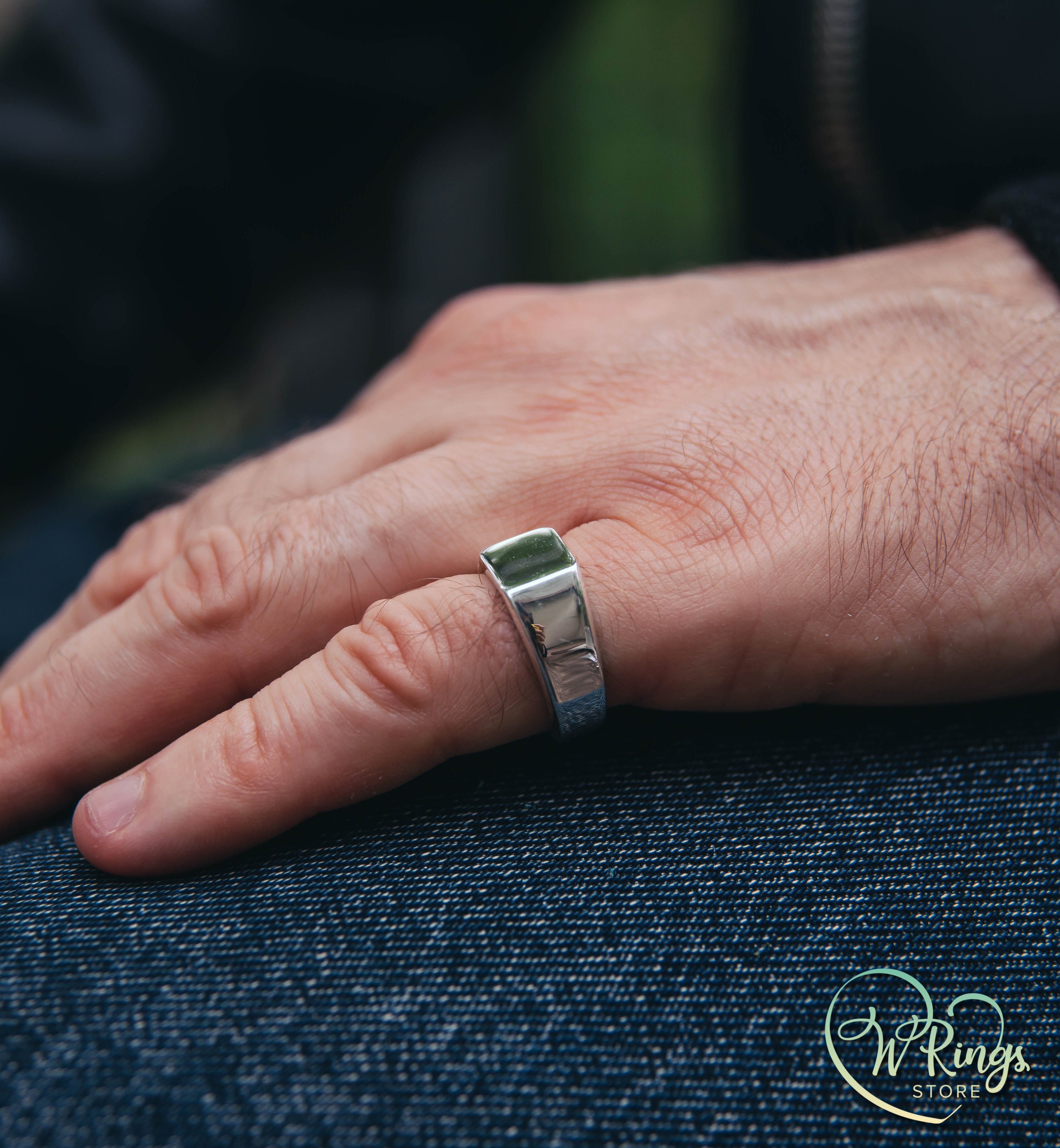Medium Size Soft Square Signet Ring in Sterling Silver