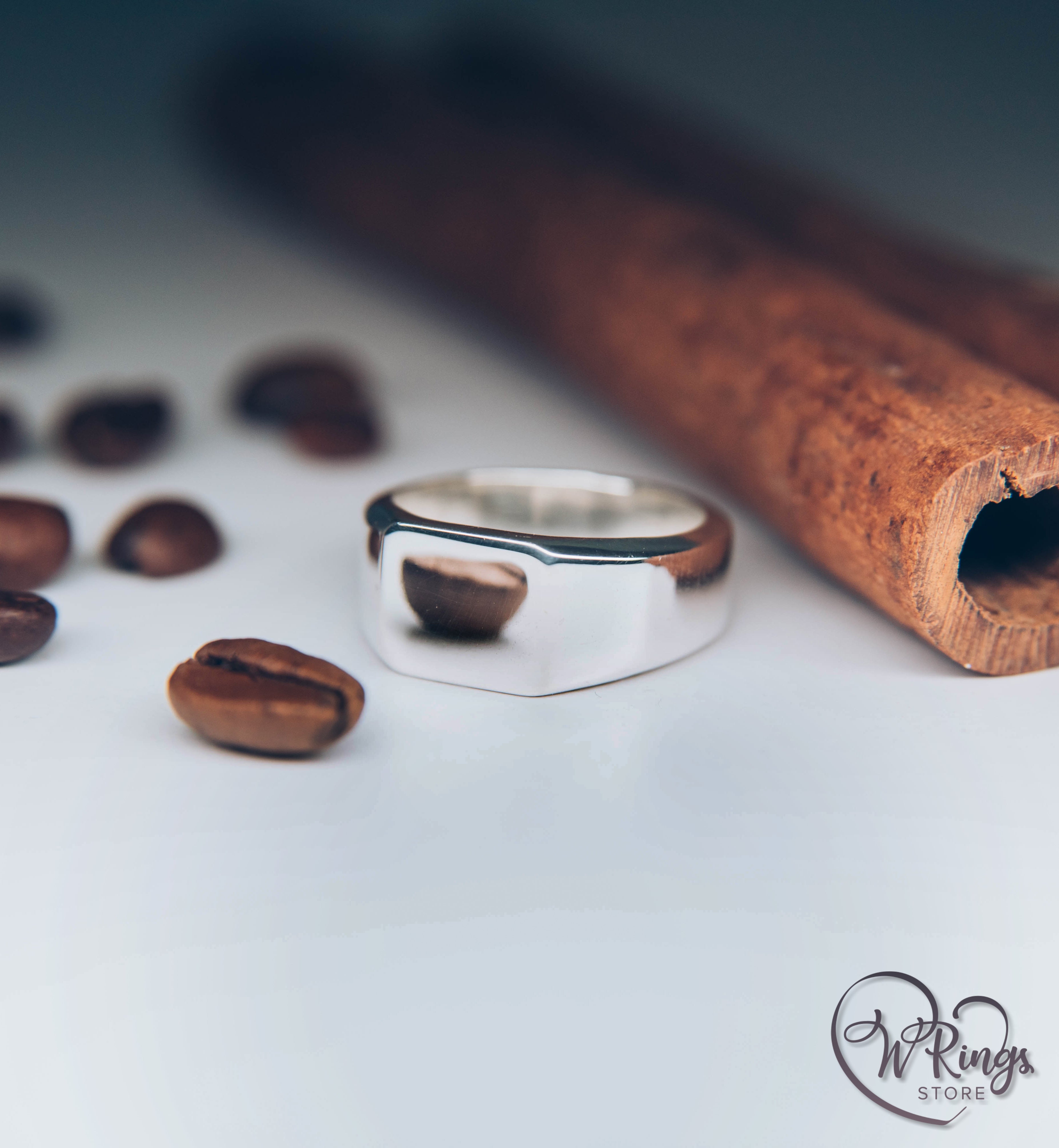 Medium Size Soft Square Signet Ring in Sterling Silver