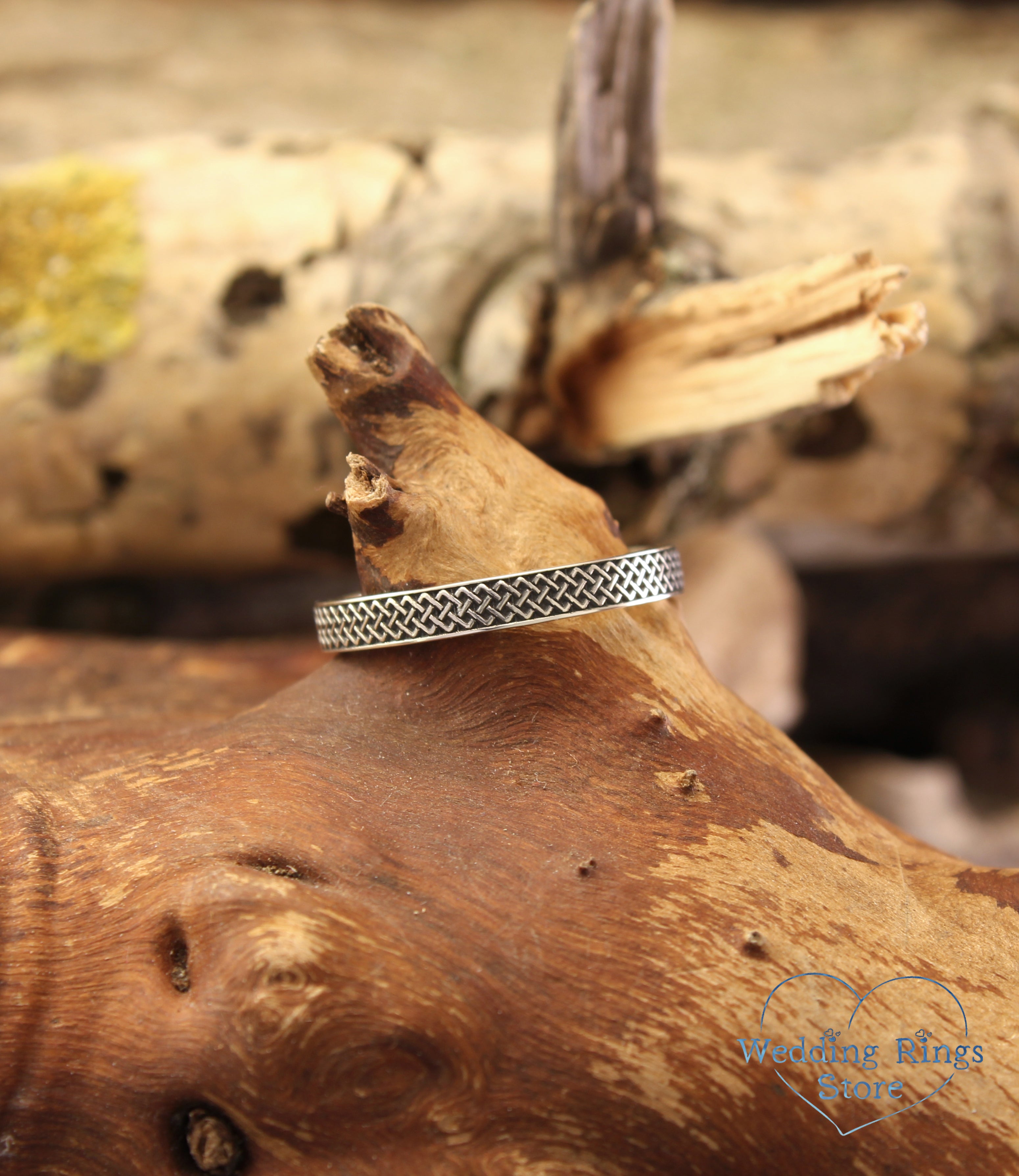 Simple and Small Silver Celtic Ring with Subtle Knots for Him & Her