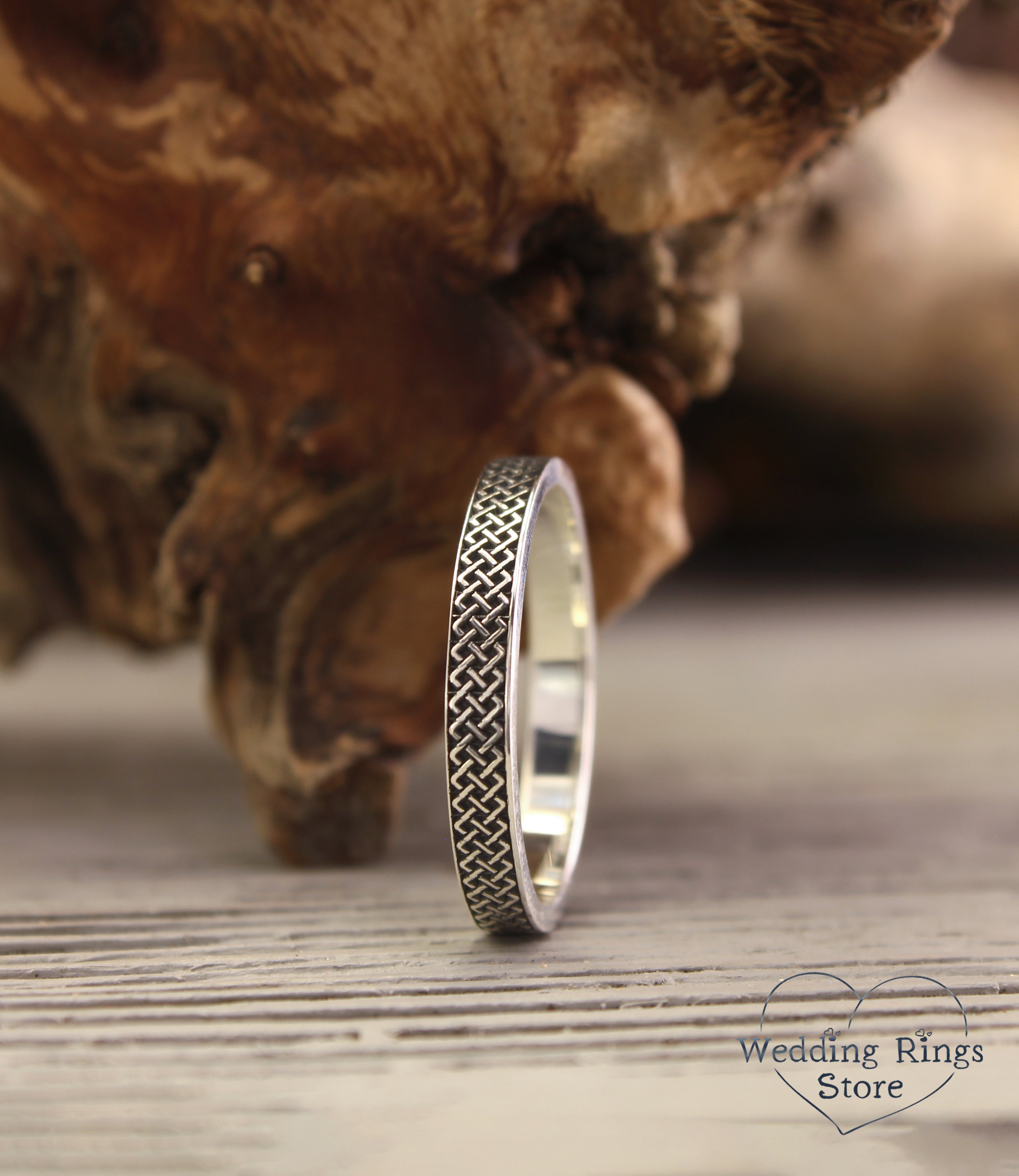 Simple and Small Silver Celtic Ring with Subtle Knots for Him & Her