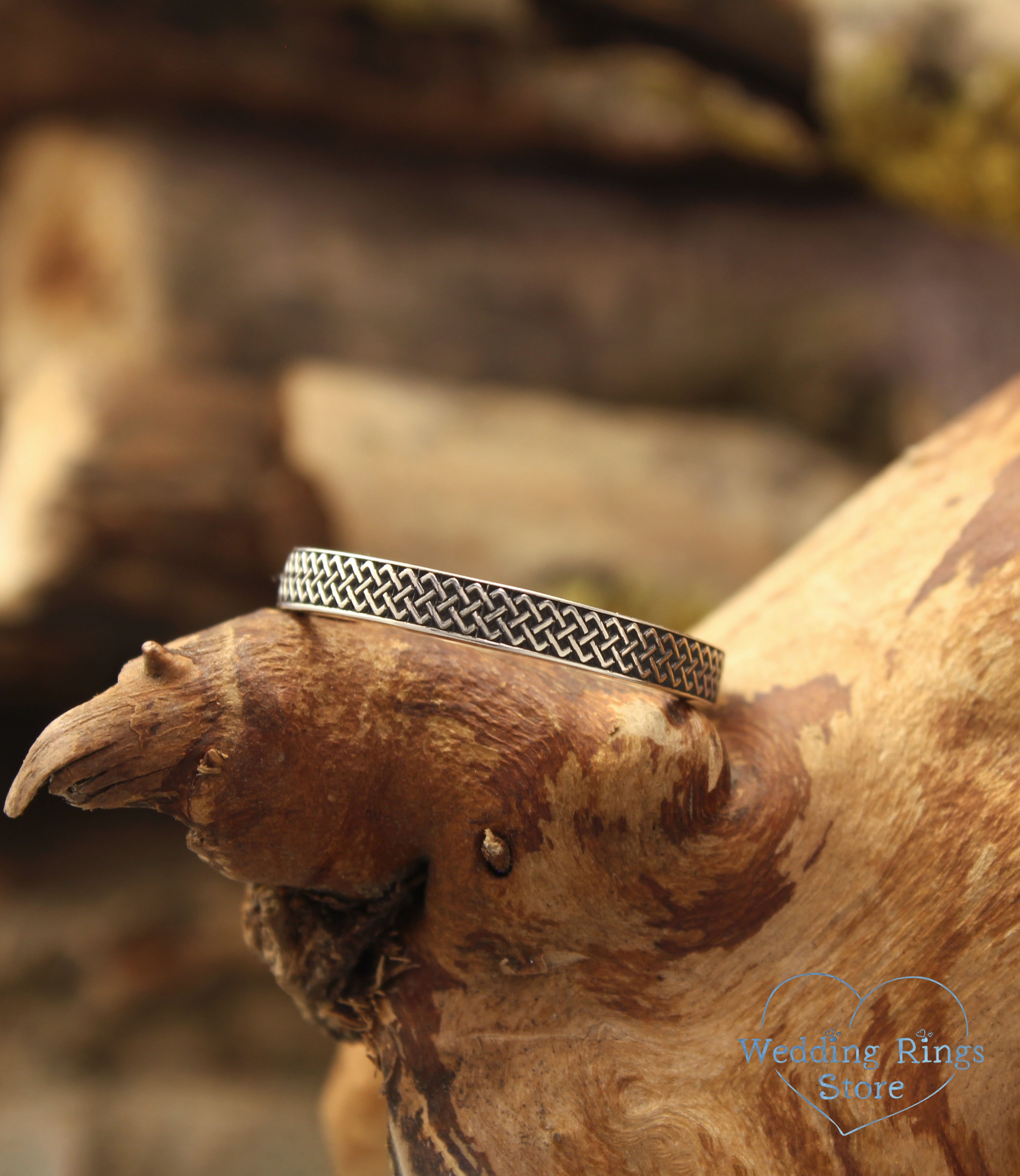 Simple and Small Silver Celtic Ring with Subtle Knots for Him & Her