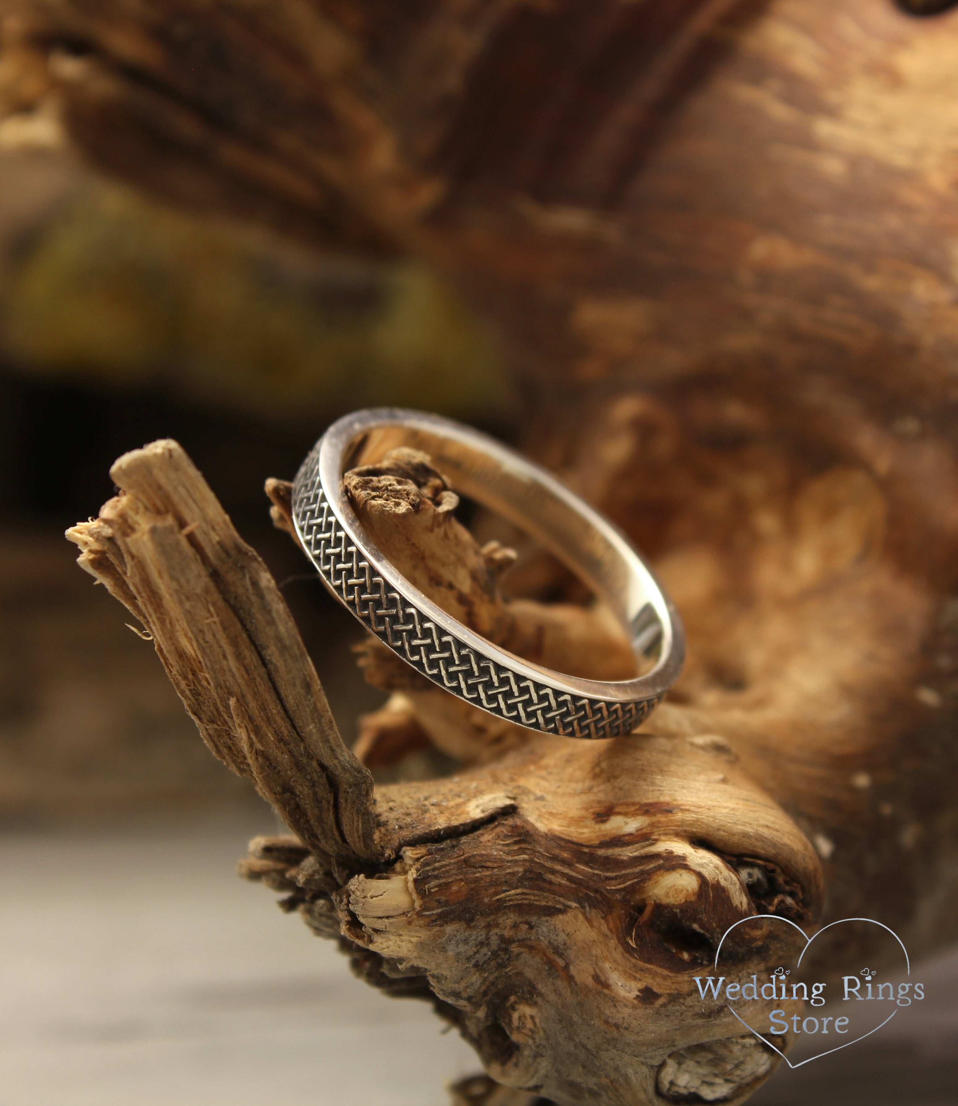 Simple and Small Silver Celtic Ring with Subtle Knots for Him & Her