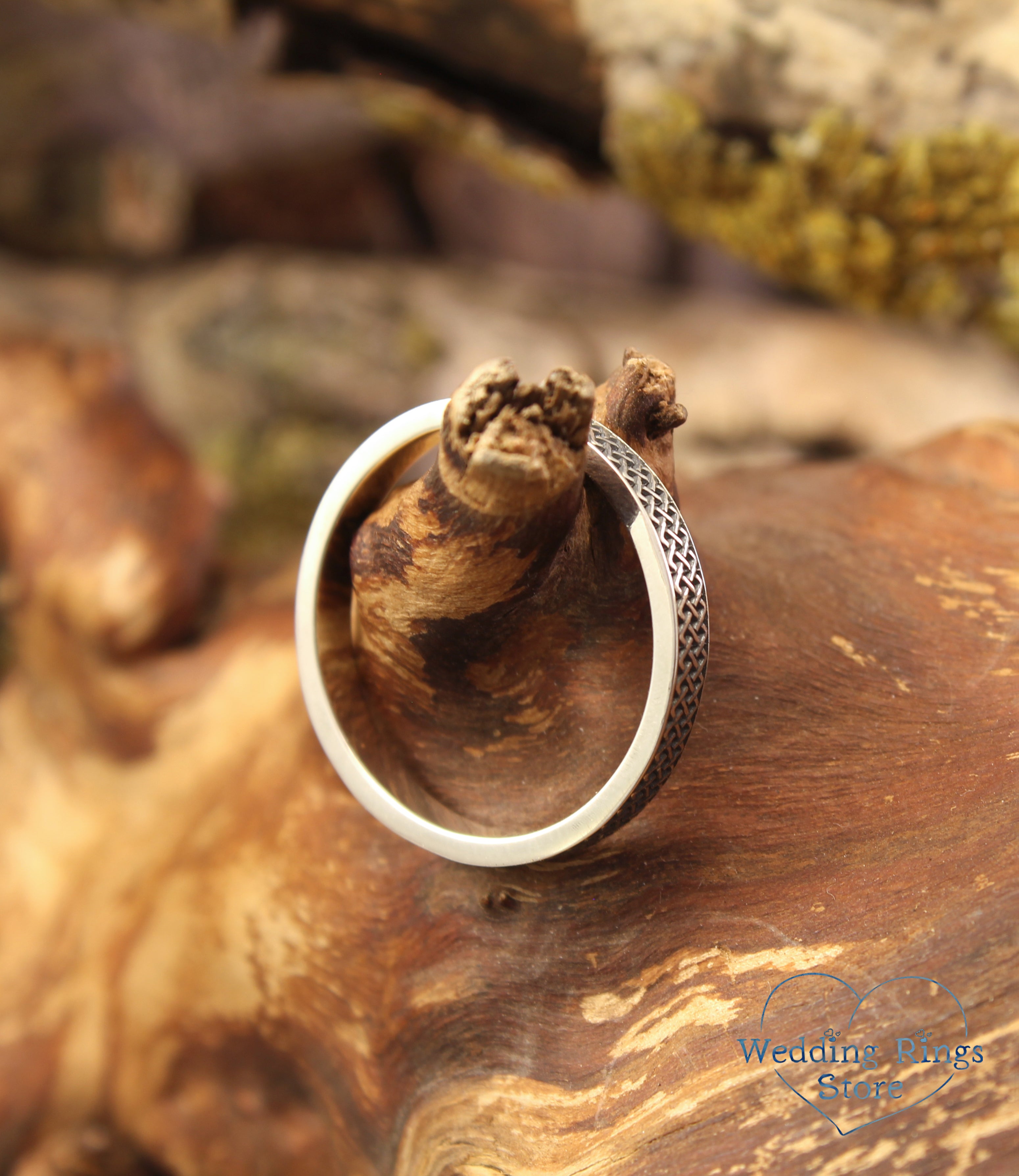 Simple and Small Silver Celtic Ring with Subtle Knots for Him & Her