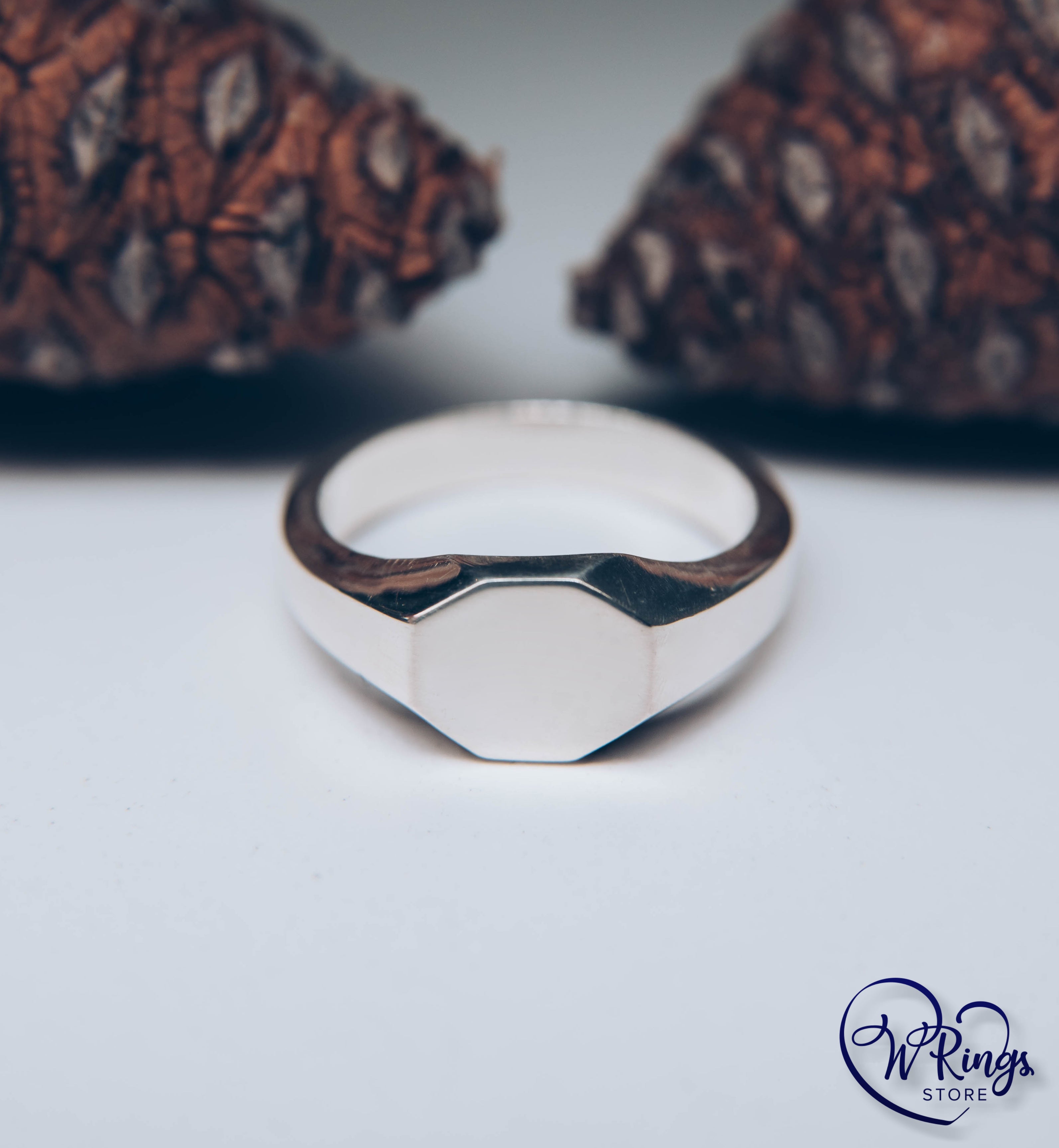 Small Size Blank Octagon Signet Ring in Sterling Silver