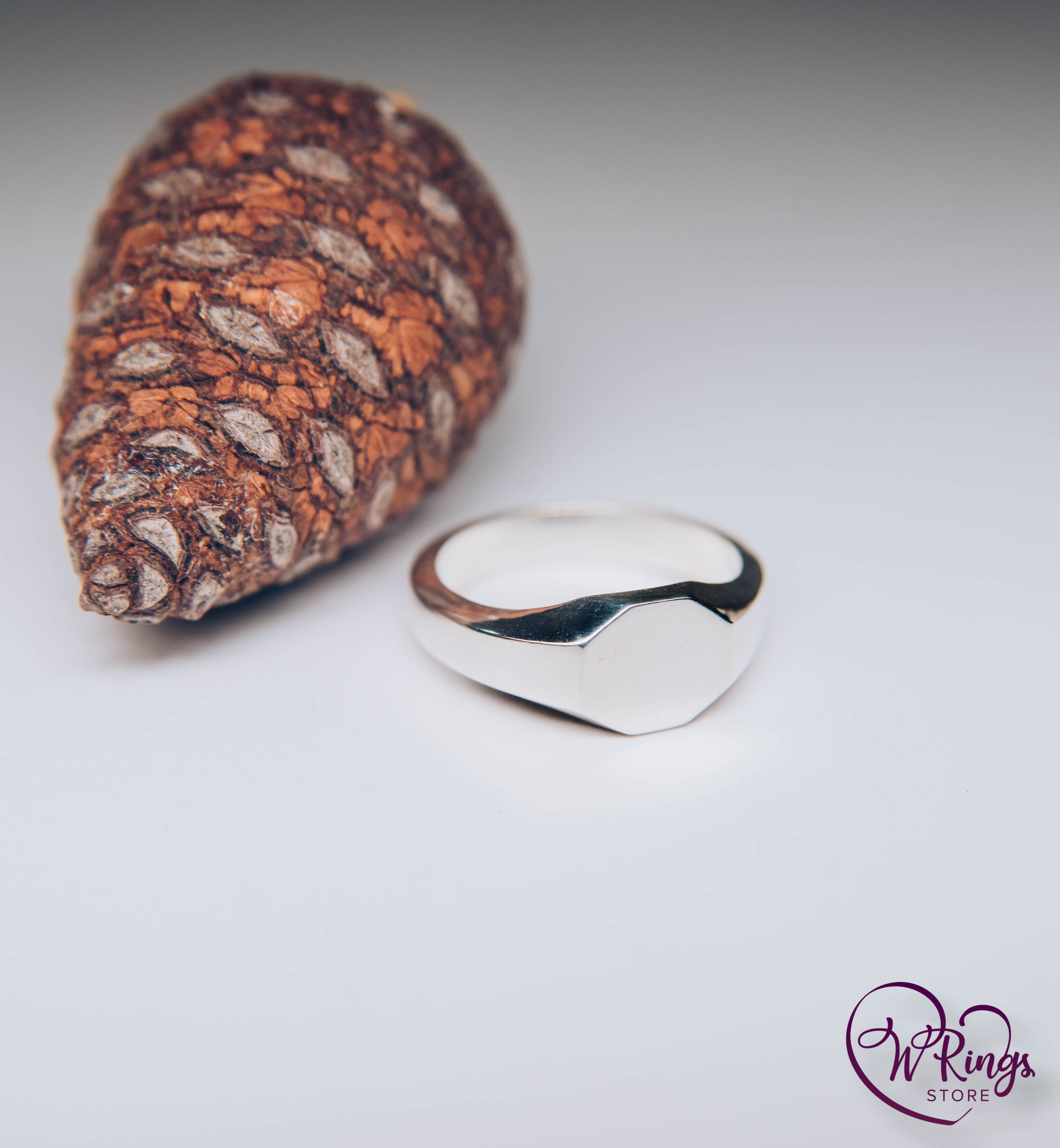 Small Size Blank Octagon Signet Ring in Sterling Silver