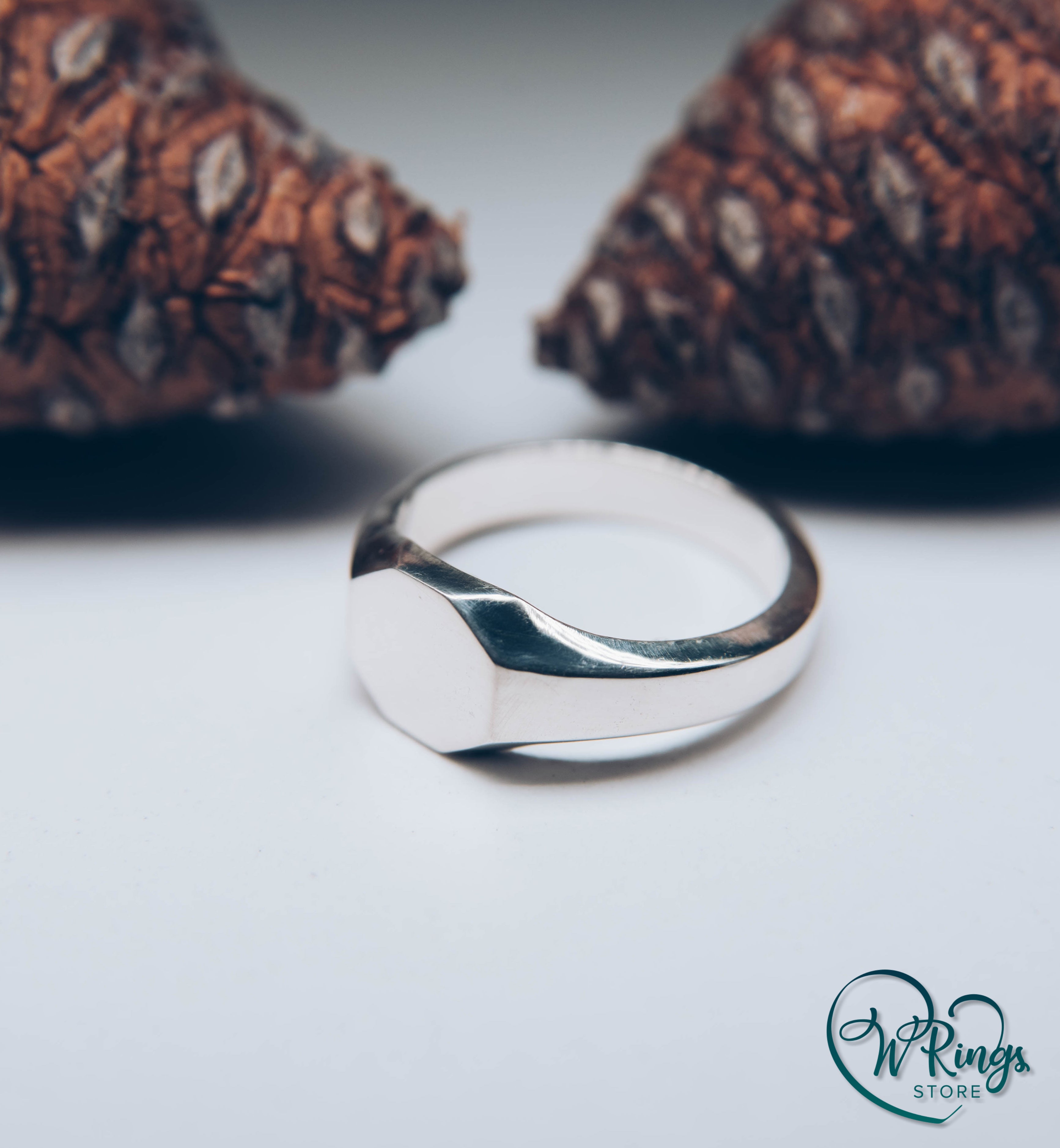 Small Size Blank Octagon Signet Ring in Sterling Silver