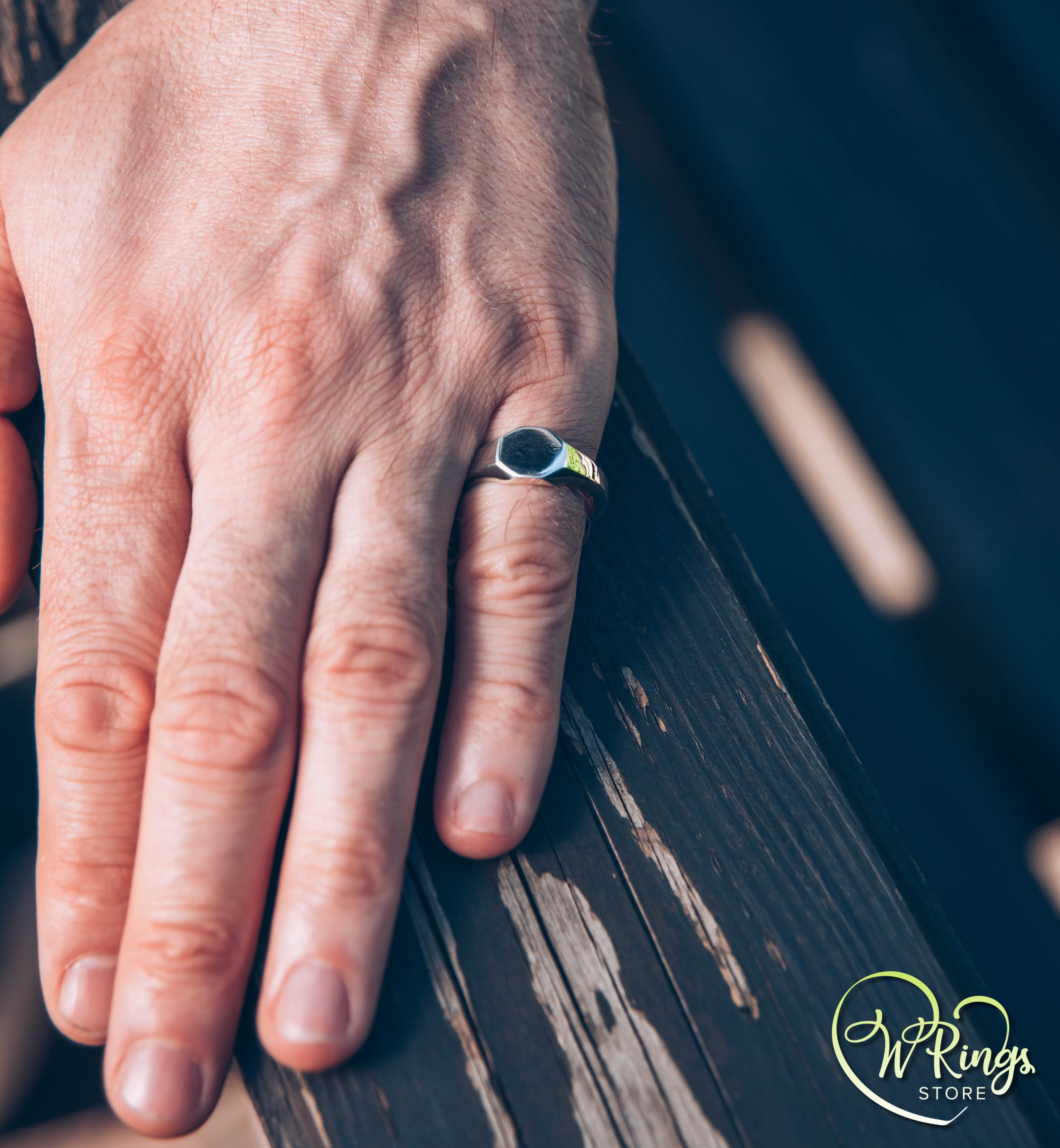 Small Size Blank Octagon Signet Ring in Sterling Silver