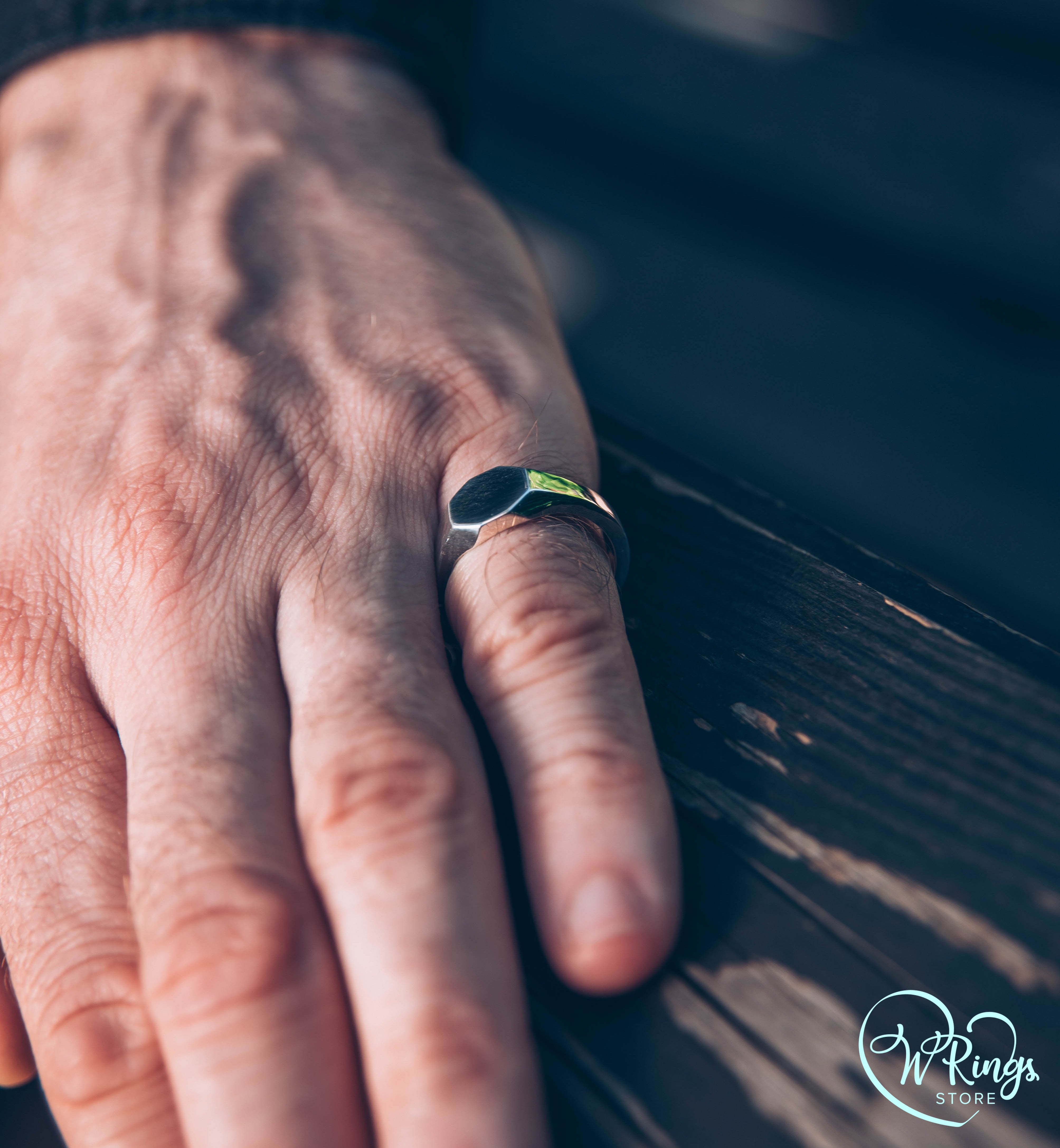 Small Size Blank Octagon Signet Ring in Sterling Silver