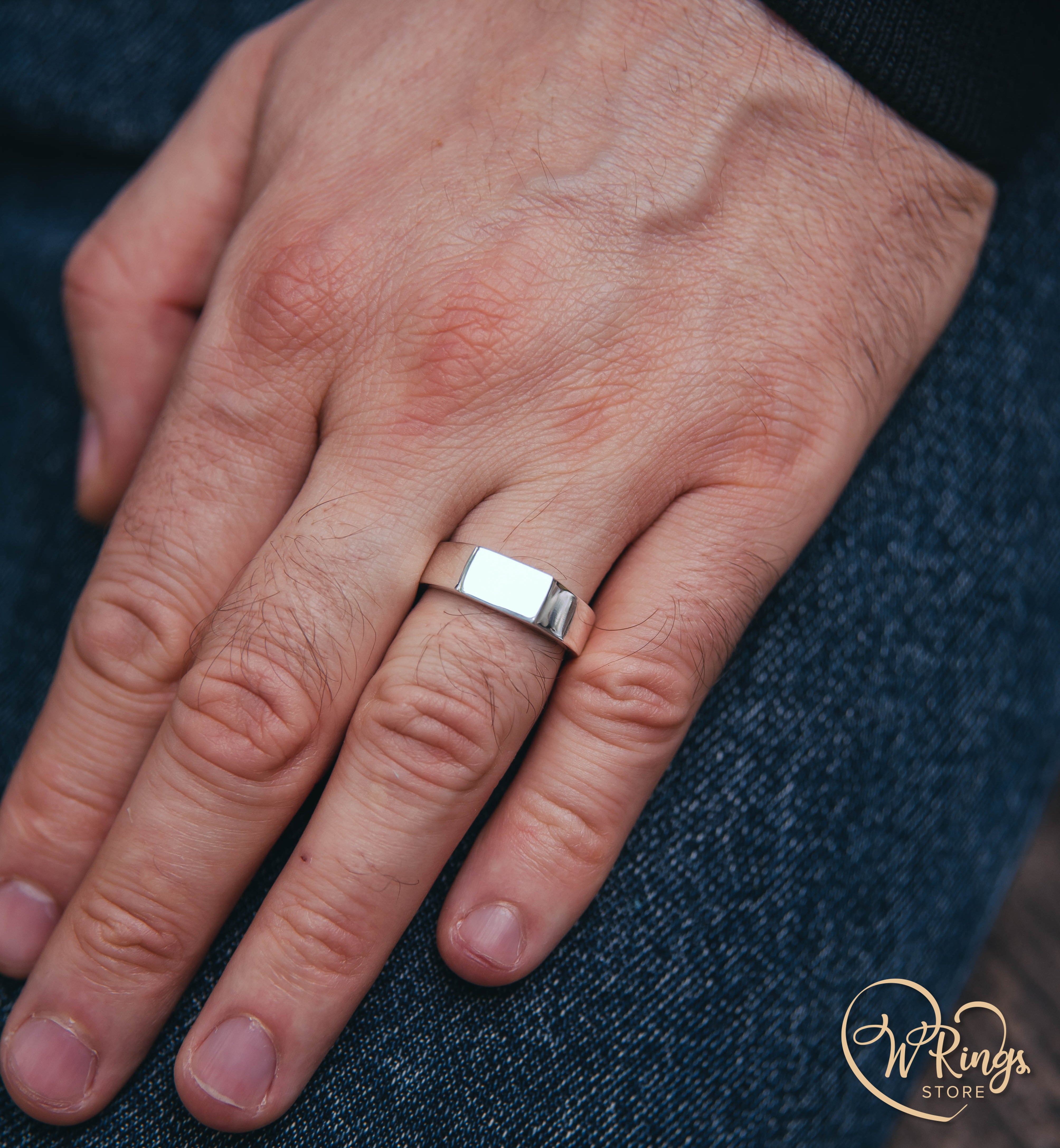 Small Size Blank Rectangle Signet Ring Sterling Silver