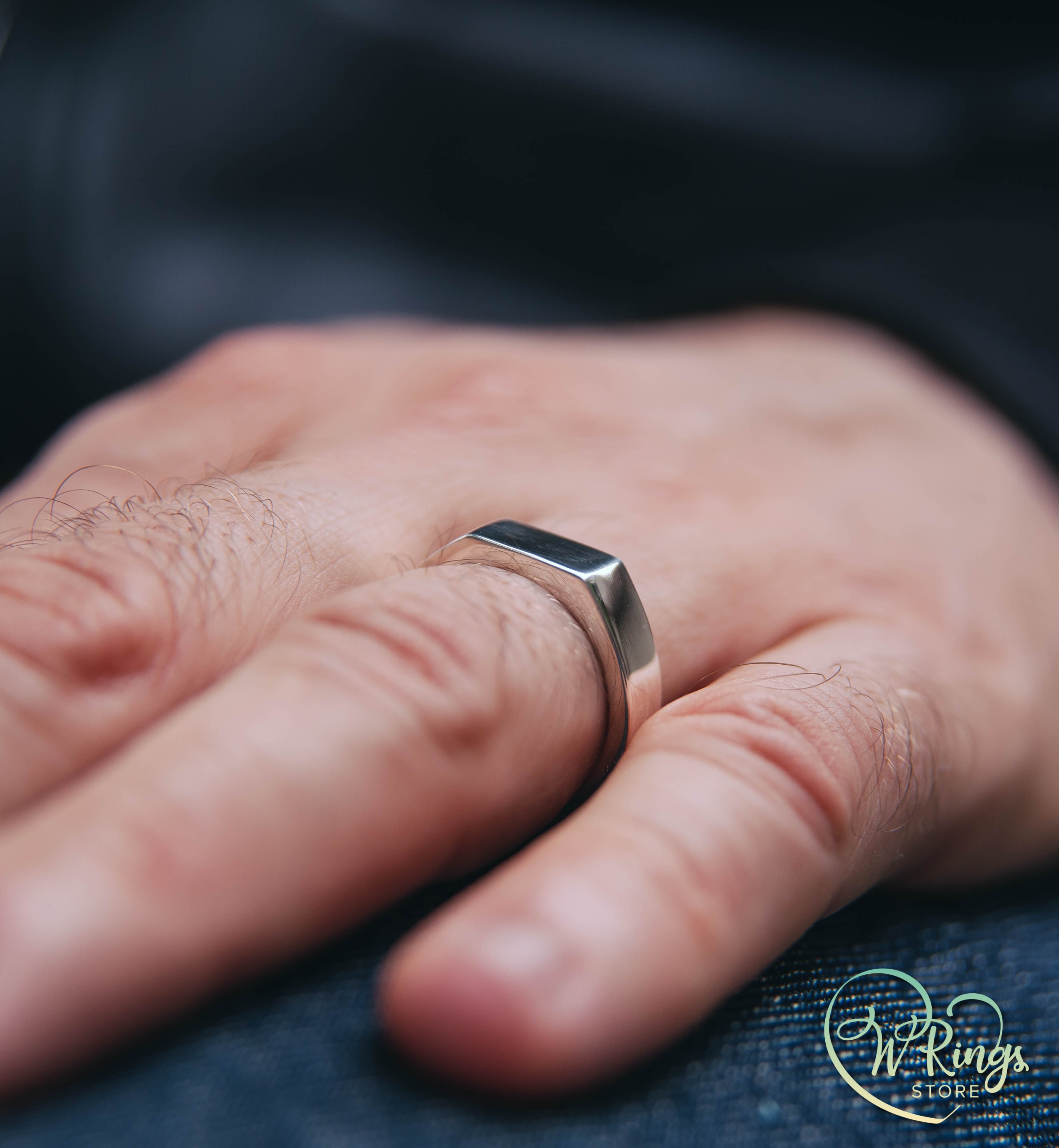 Small Size Blank Rectangle Signet Ring Sterling Silver