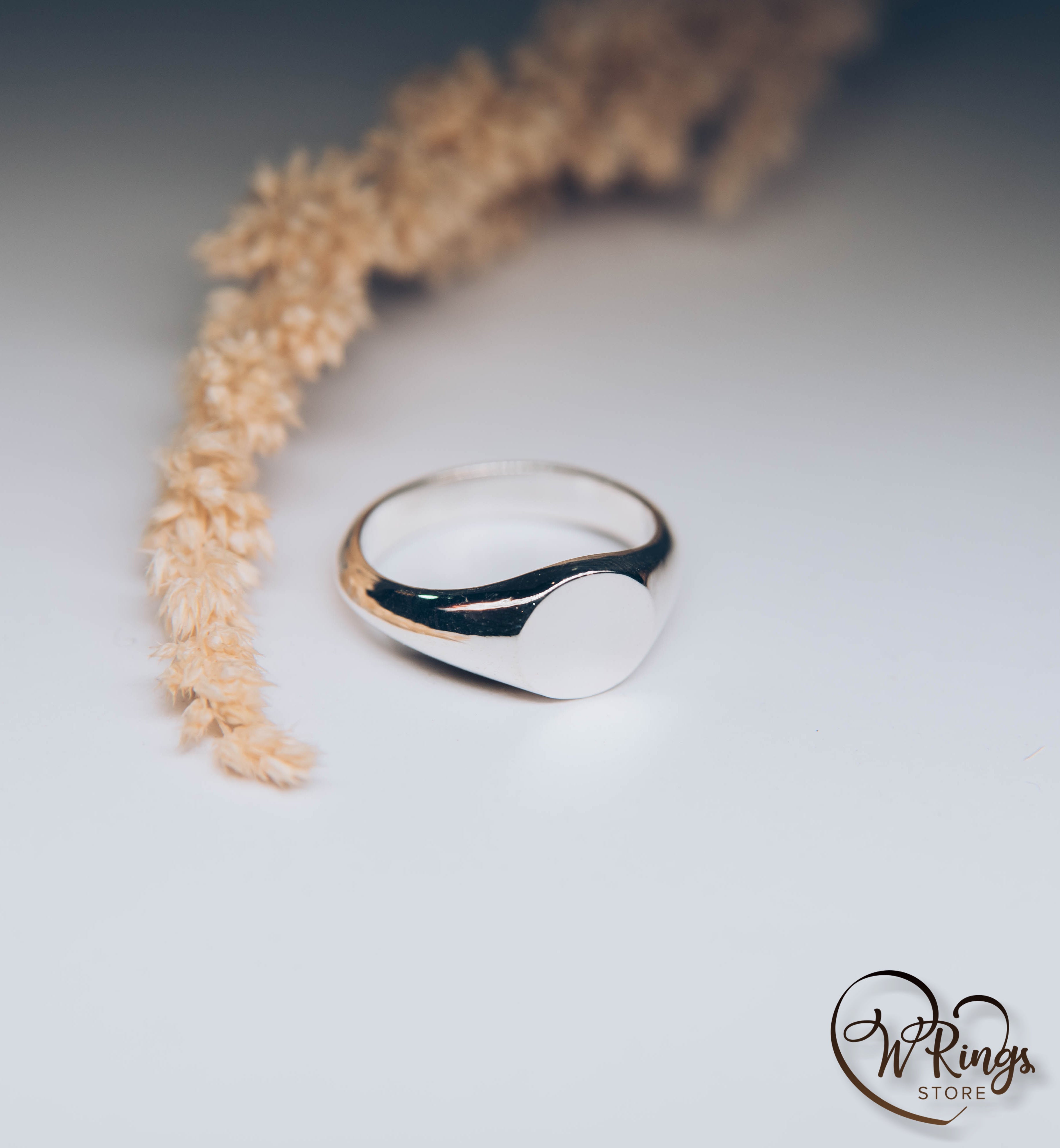 Small Size Blank Round Signet Ring in Sterling Silver