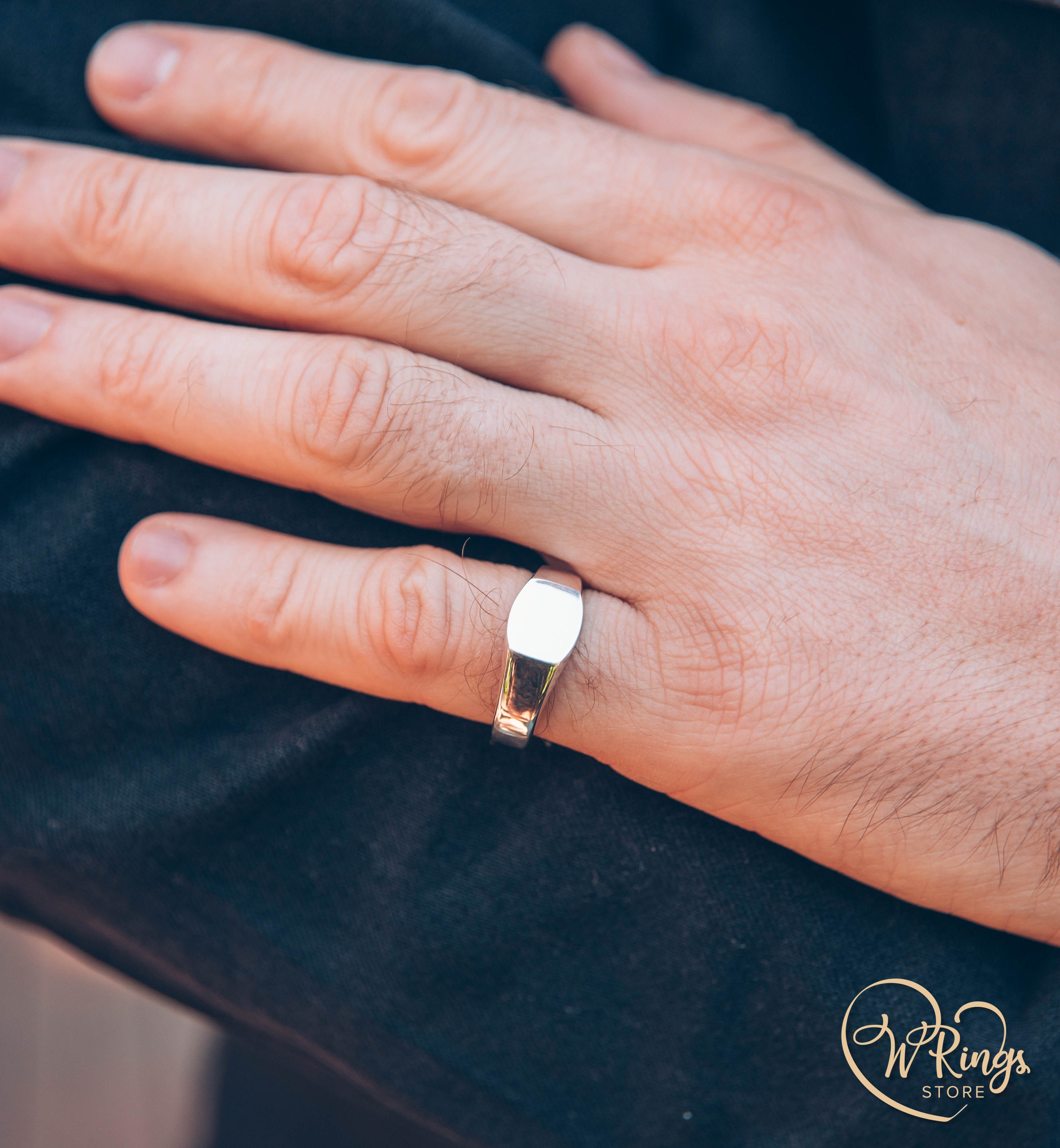 Small Size Blank Rounded Rectangle Signet Ring in Sterling Silver