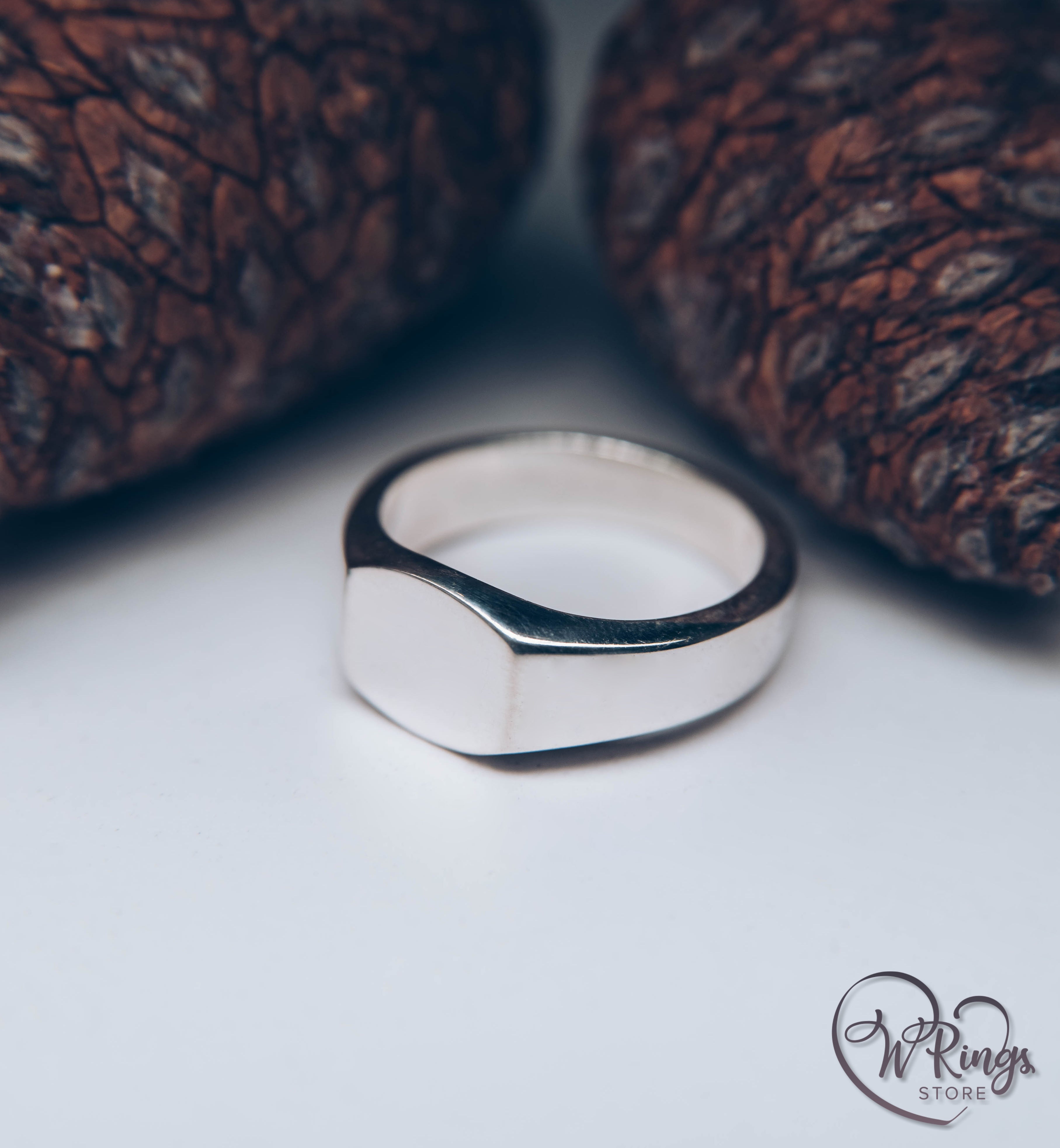 Small Size Blank Rounded Rectangle Signet Ring in Sterling Silver