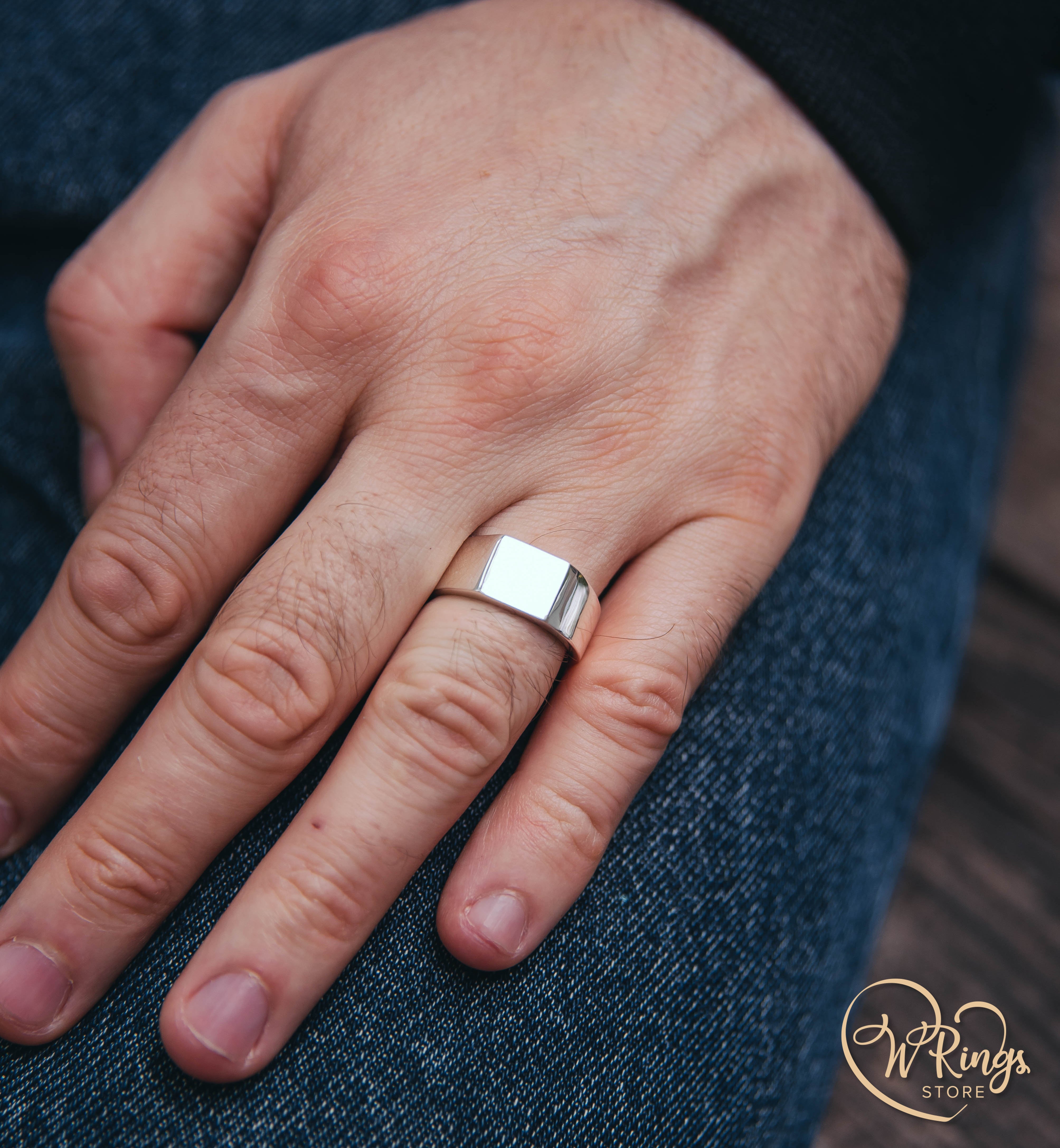 Small Size Blank Square Signet Ring in Sterling Silver
