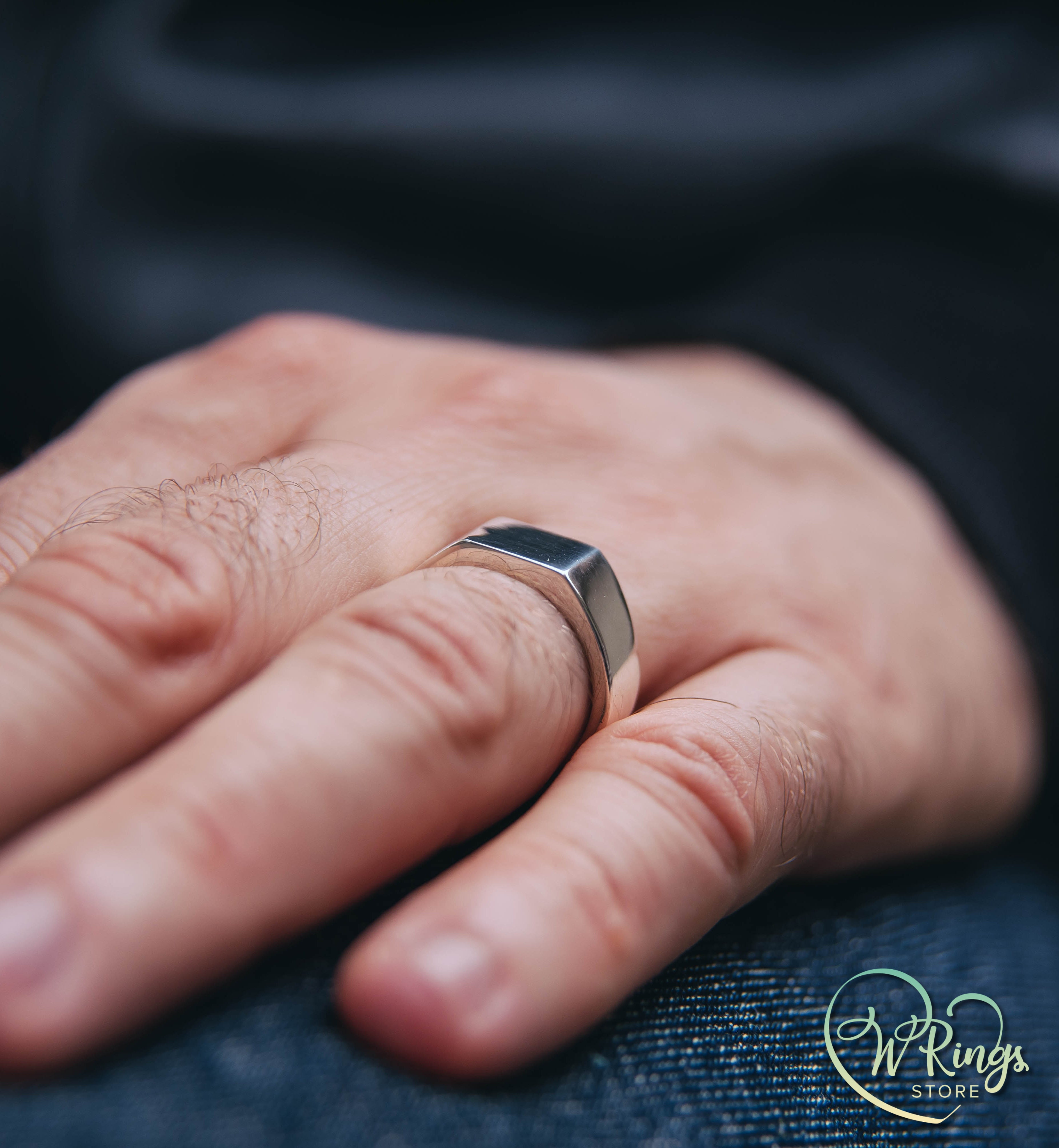 Small Size Blank Square Signet Ring in Sterling Silver